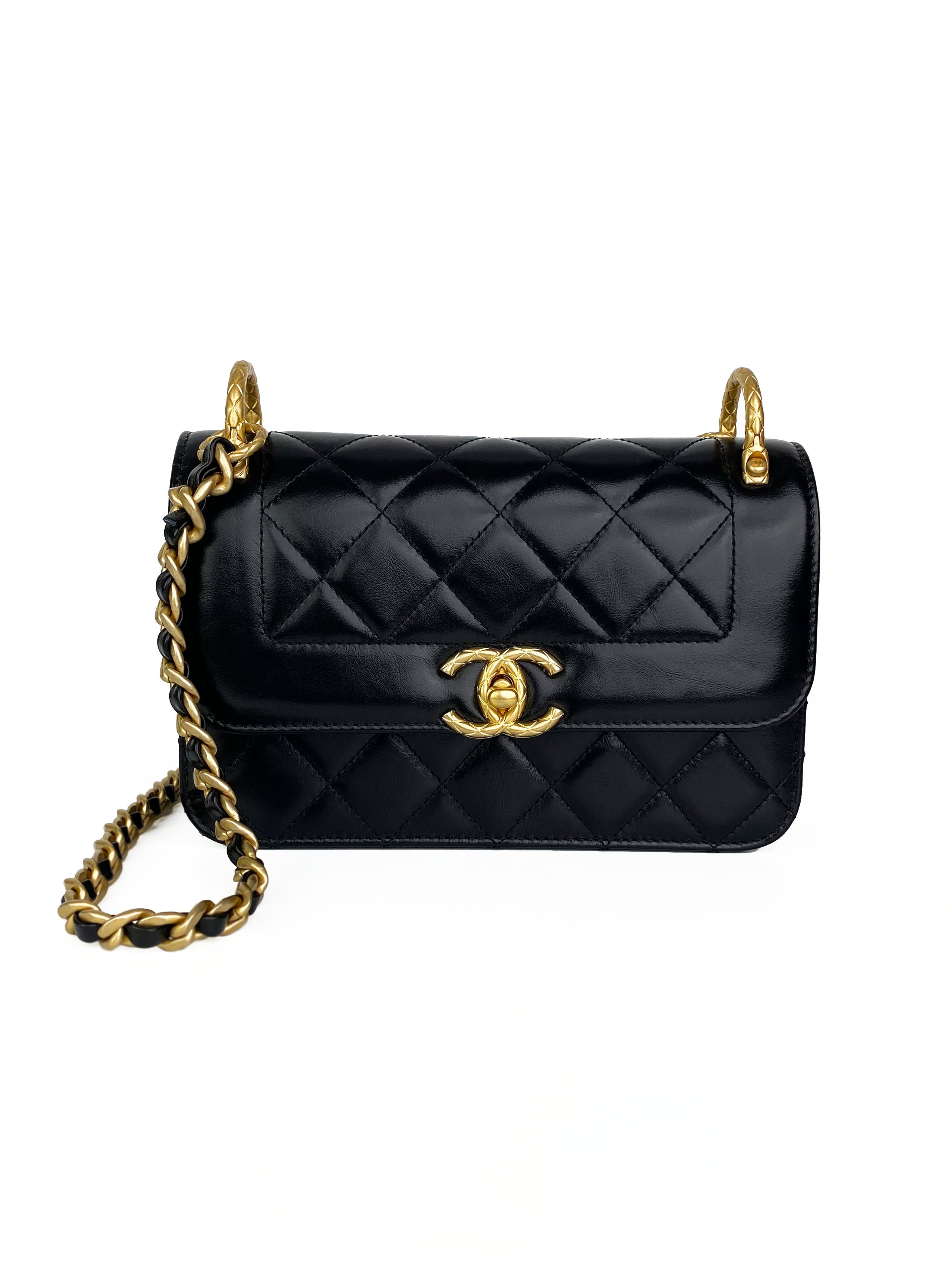 Chanel Small Black Square Flap Bag with Gold Handles - Luxury Designer Crossbody Purse for Women | Perfect for Evening Parties, Date Nights & Special Occasions