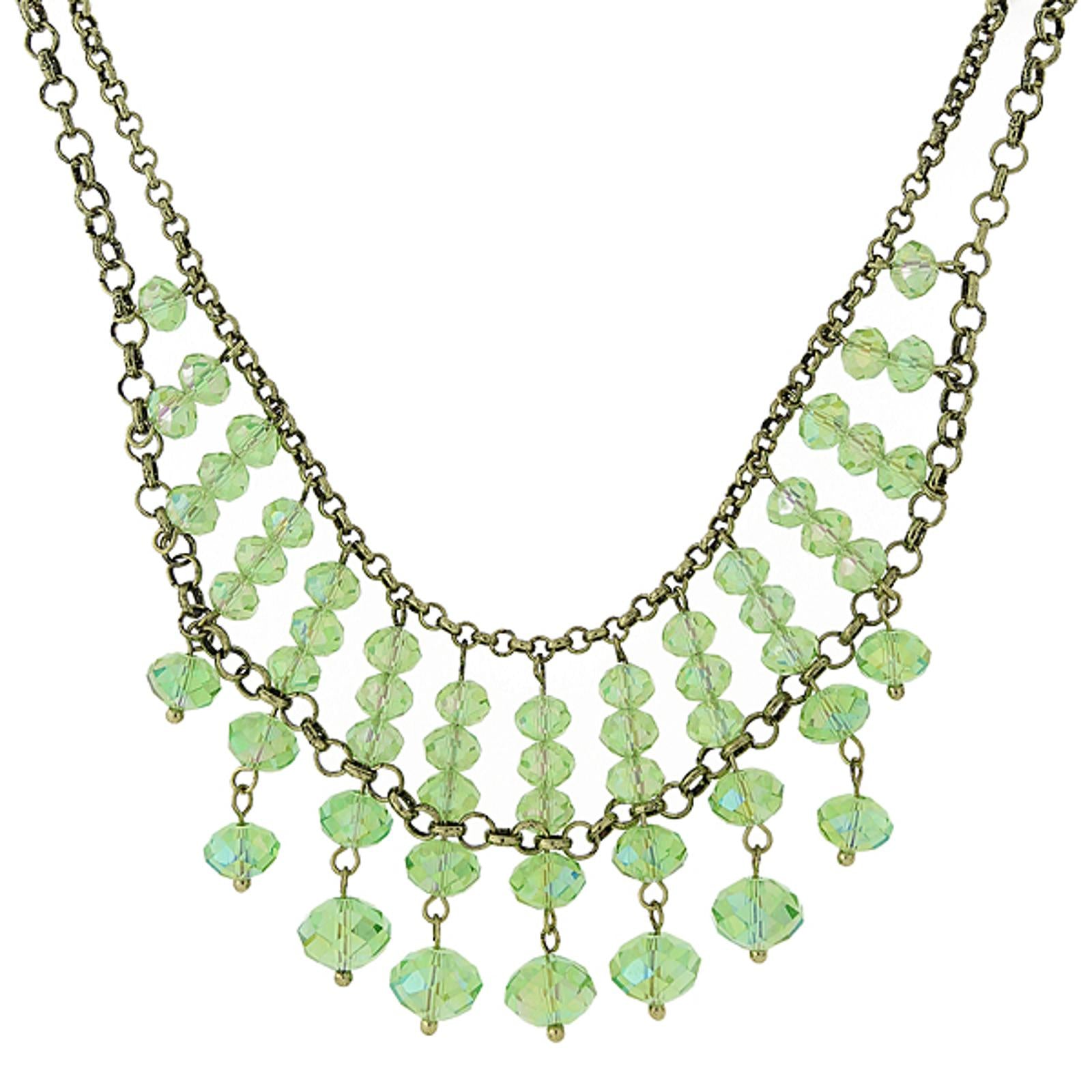 1928 Jewelry Multi-Faceted Beaded Two-Tier Chain Necklace - 16