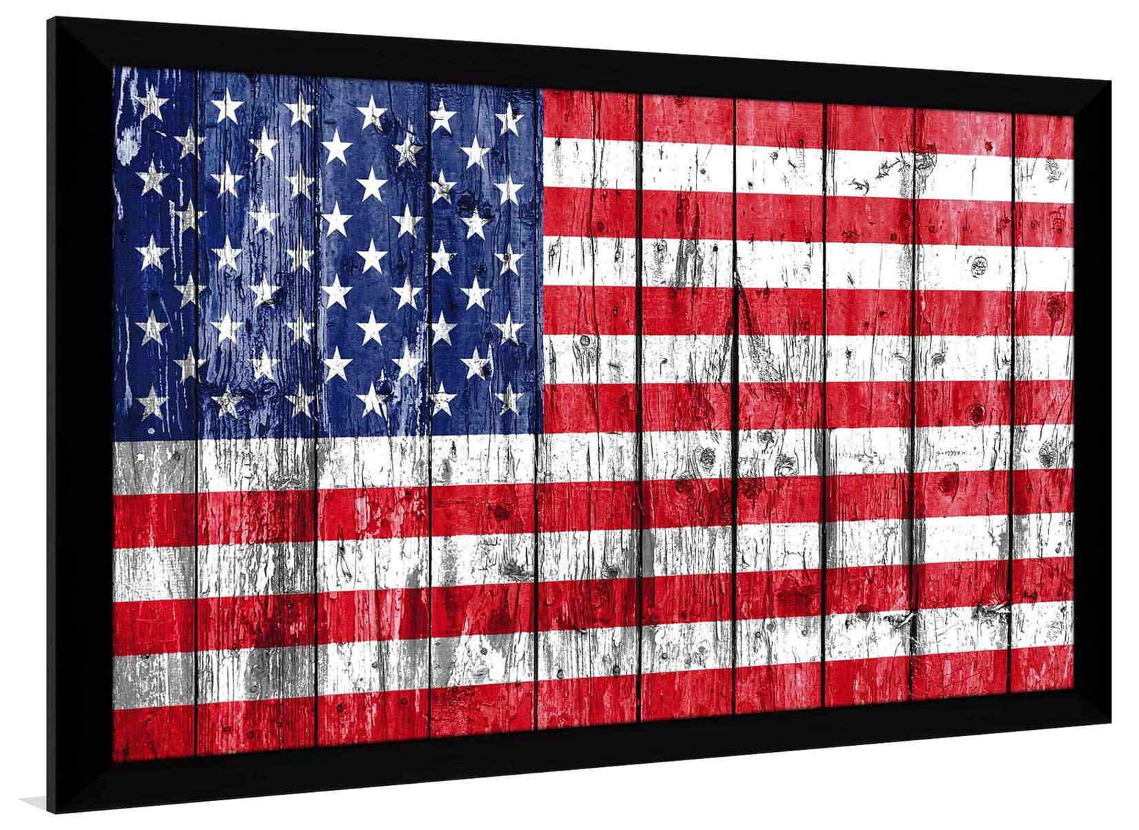 Patriotic USA Flag Wall Art - 27.5x39.5 Inch Acrylic Print with Red Border - Home & Office Decor for Living Room, Bedroom or Office