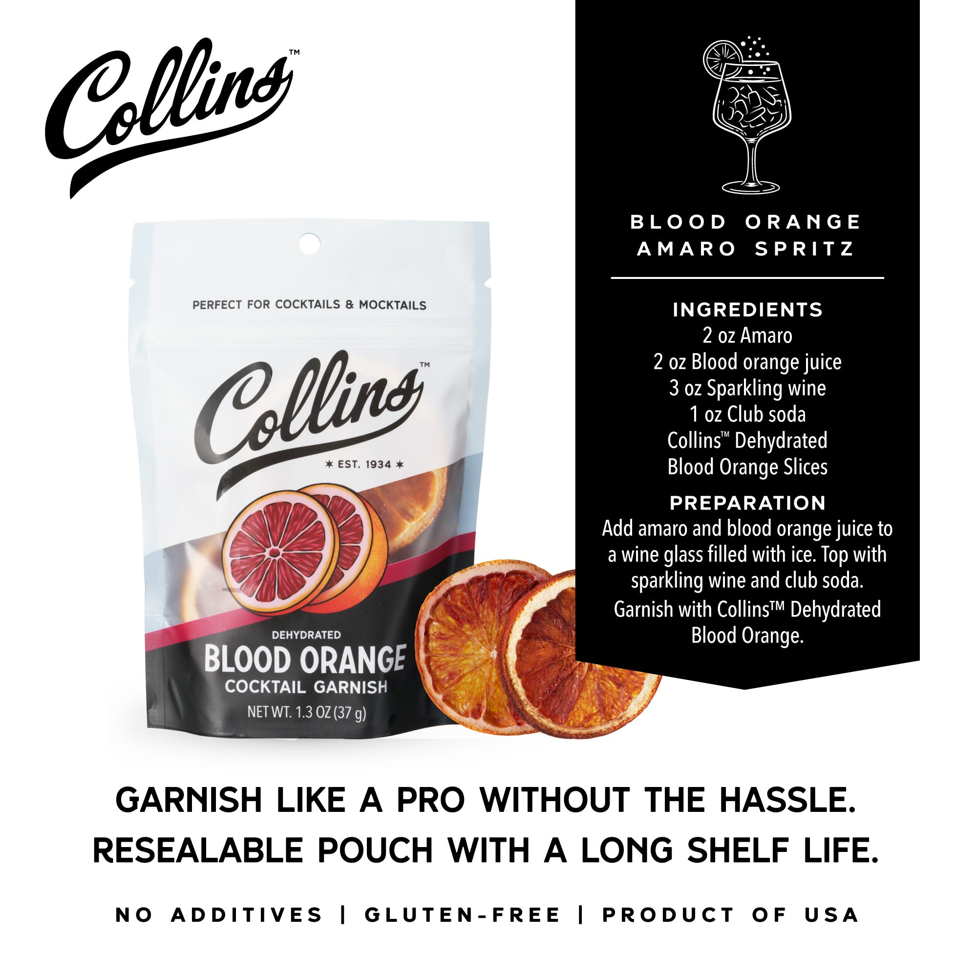 Premium Dehydrated Blood Orange Slices for Cocktails & Drinks - 1.3 oz Pack - Perfect Garnish for Margaritas, Mocktails & Baking Decorations