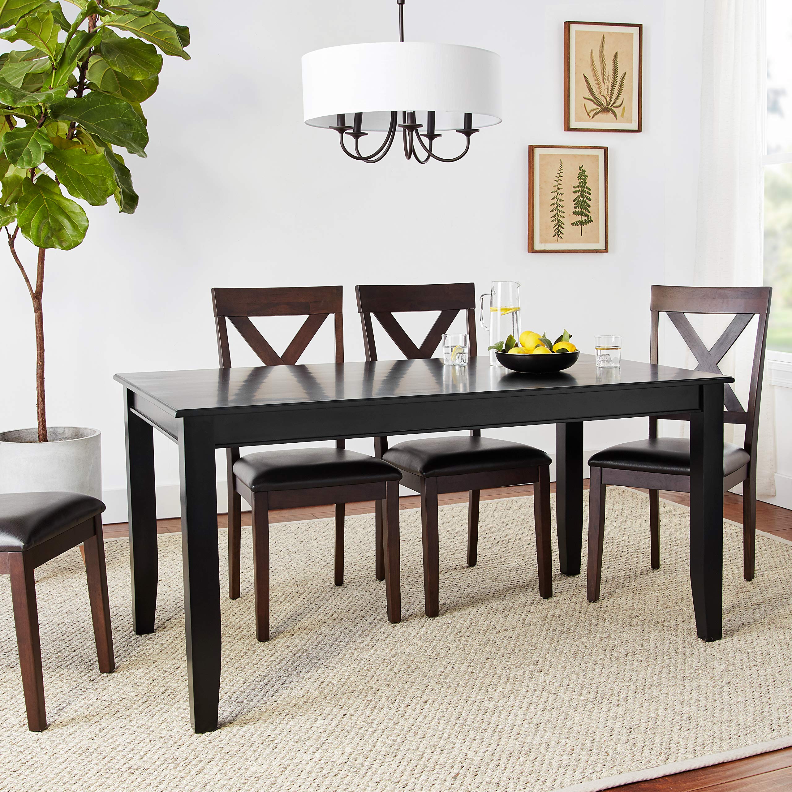 East West Furniture Dudley Kitchen Table - 36x60 Inch Black Rectangle Dining Table with Sturdy Legs | Perfect for Small Kitchens, Breakfast Nooks & Cozy Dining Spaces