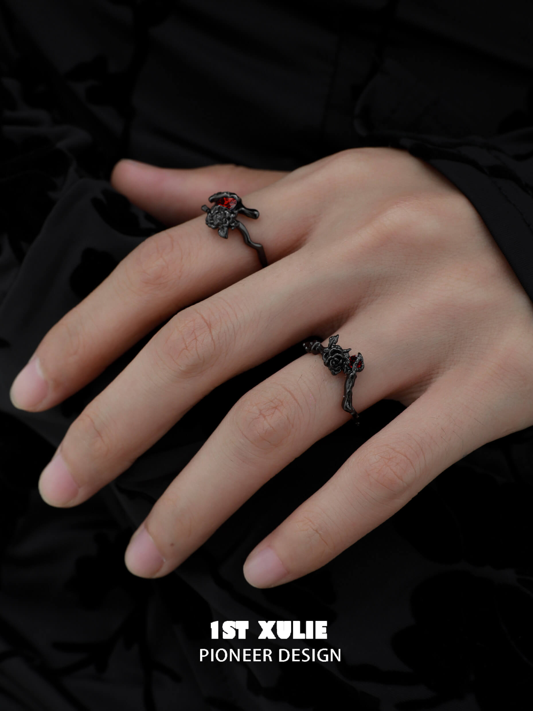 Taboo Rose S925 Sterling Silver Dark Rose Rings for Women - Elegant Gothic Jewelry for Parties, Weddings & Everyday Wear