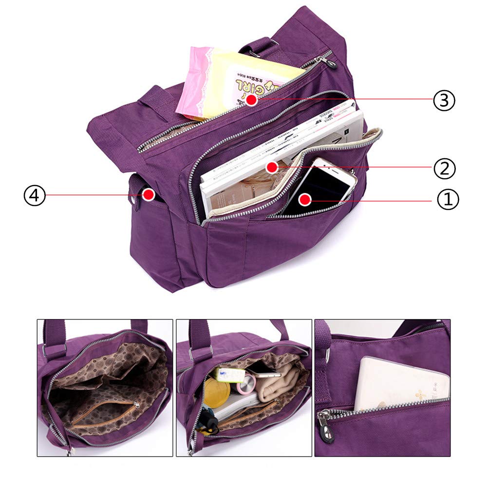 Stylish Multi-Pocket Nylon Tote Bag for Women - Large Durable Shoulder Purse with Multiple Compartments - Perfect for Travel, Work, and Everyday Use