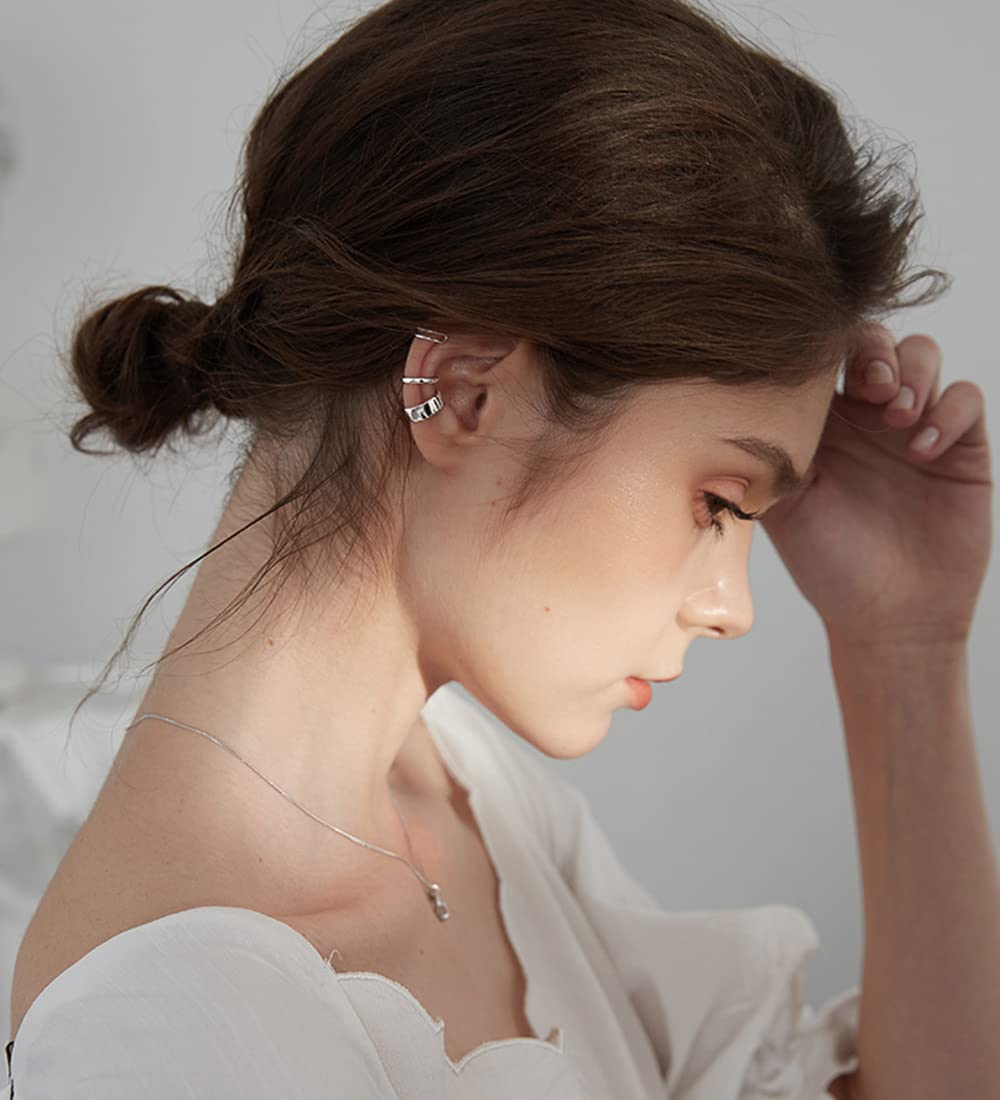 Minimalist 925 Sterling Silver Small Hoop Earrings for Women & Teens - Clip On Cuff, Cartilage Wrap, No Piercing, Hypoallergenic - Perfect for Everyday Wear, Parties & Gifts
