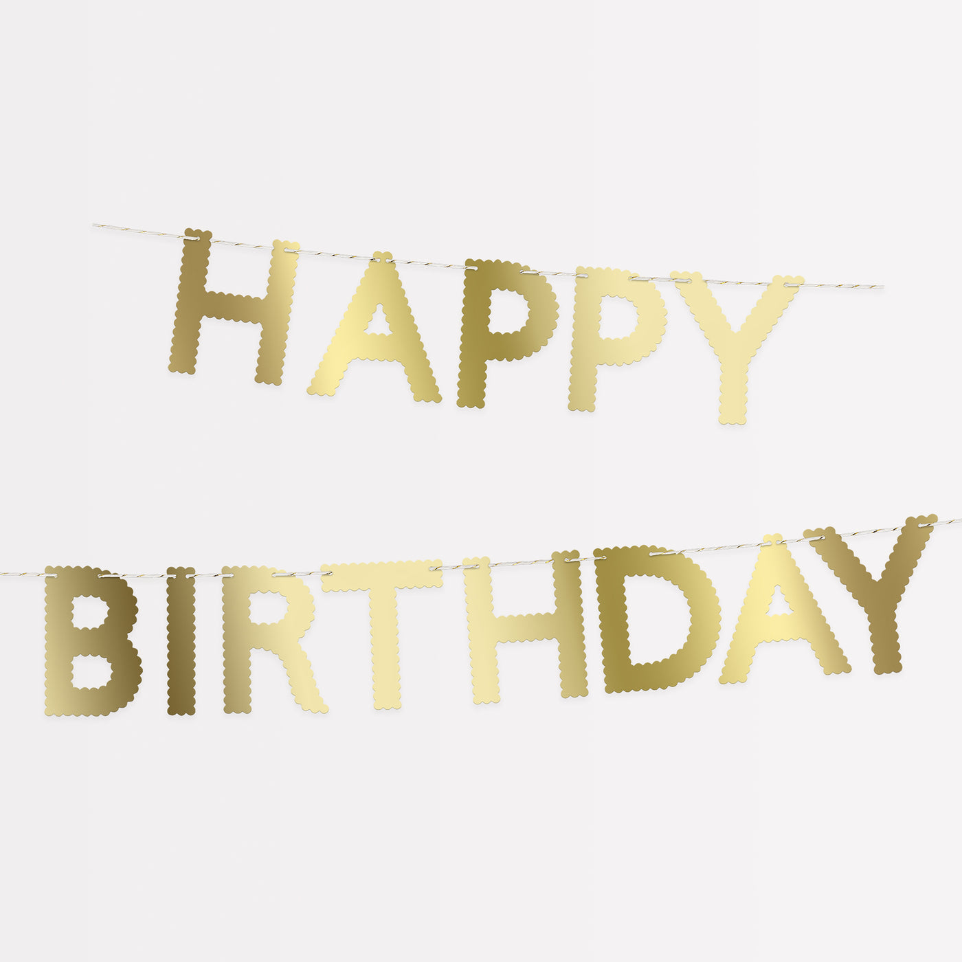 Gold Scallop Happy Birthday Garland - Elegant Party Decor for Birthdays, Baby Showers & Celebrations | Perfect for Home, Office & Event Decorations