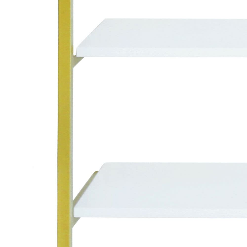 TFCFL 4-Tier Wall-Mounted Floating Shelves - Gold Metal Frame with Wooden Board - 36 Inch Storage Shelf for Kitchen, Study, Living Room, Bedroom & Bathroom - Perfect for Organizing Spices, Books, Decor & Bath Essentials