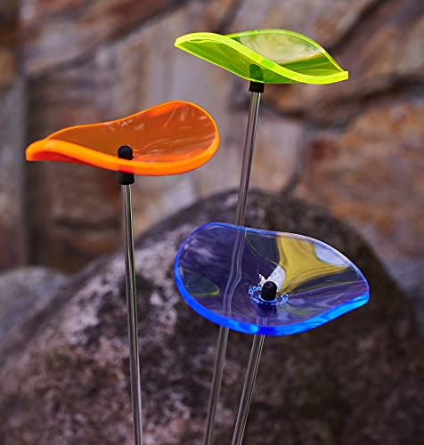 3-Piece Acrylic Suncatcher Set with Fiberglass Pole - Blue, Orange & Lemon Yellow (12