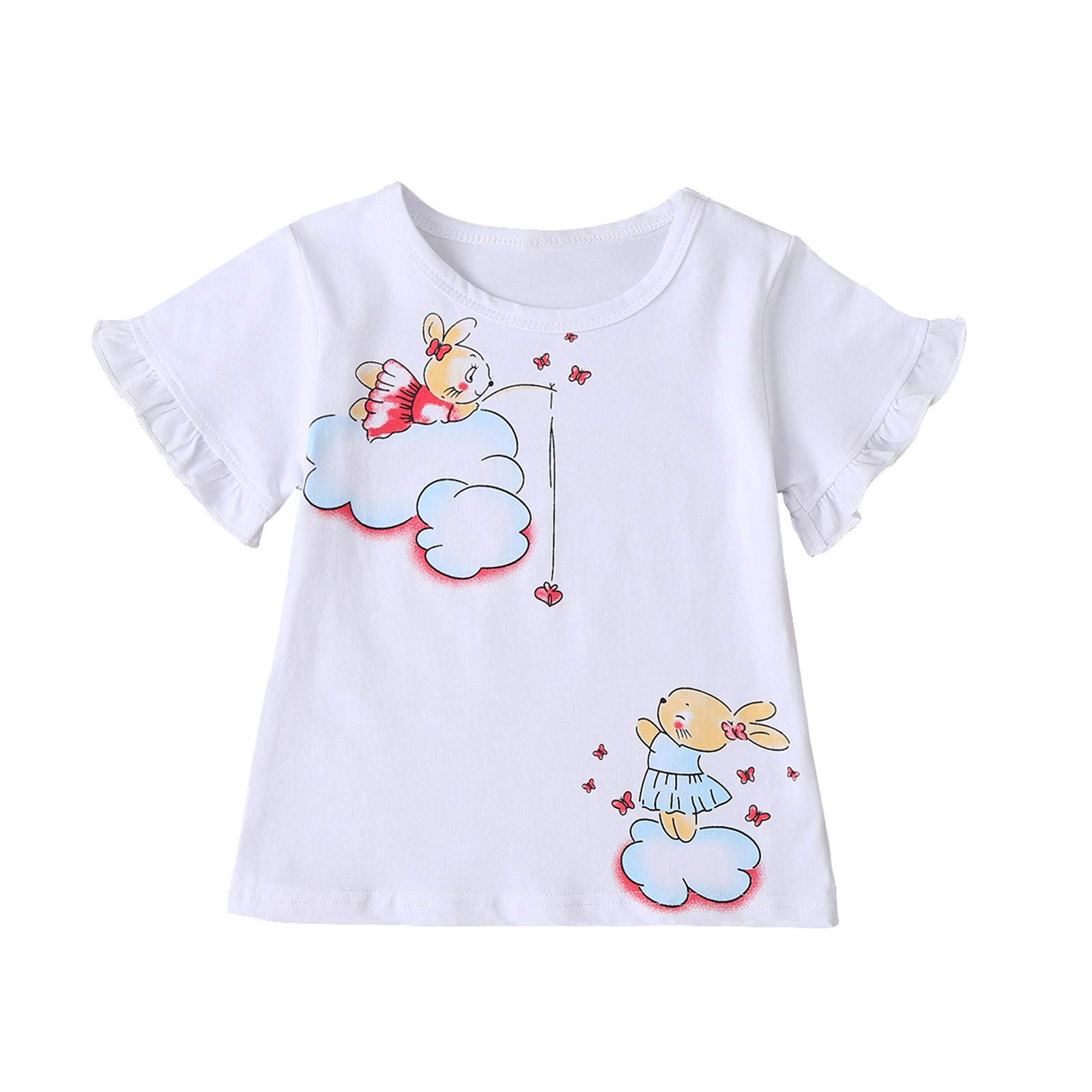 Toddler Girls & Boys Short Sleeve T-Shirt - Cute Easter Cartoon Print Cotton Tee for Kids | Perfect for Spring Outfits, Easter Celebrations & Playdates