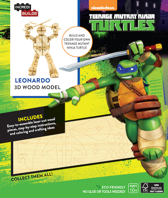 IncrediBuilds: Teenage Mutant Ninja Turtles Leonardo 3D Wood Model Kit - DIY Building Toy for Kids & Collectors, Perfect for Home Decor & Gift Giving