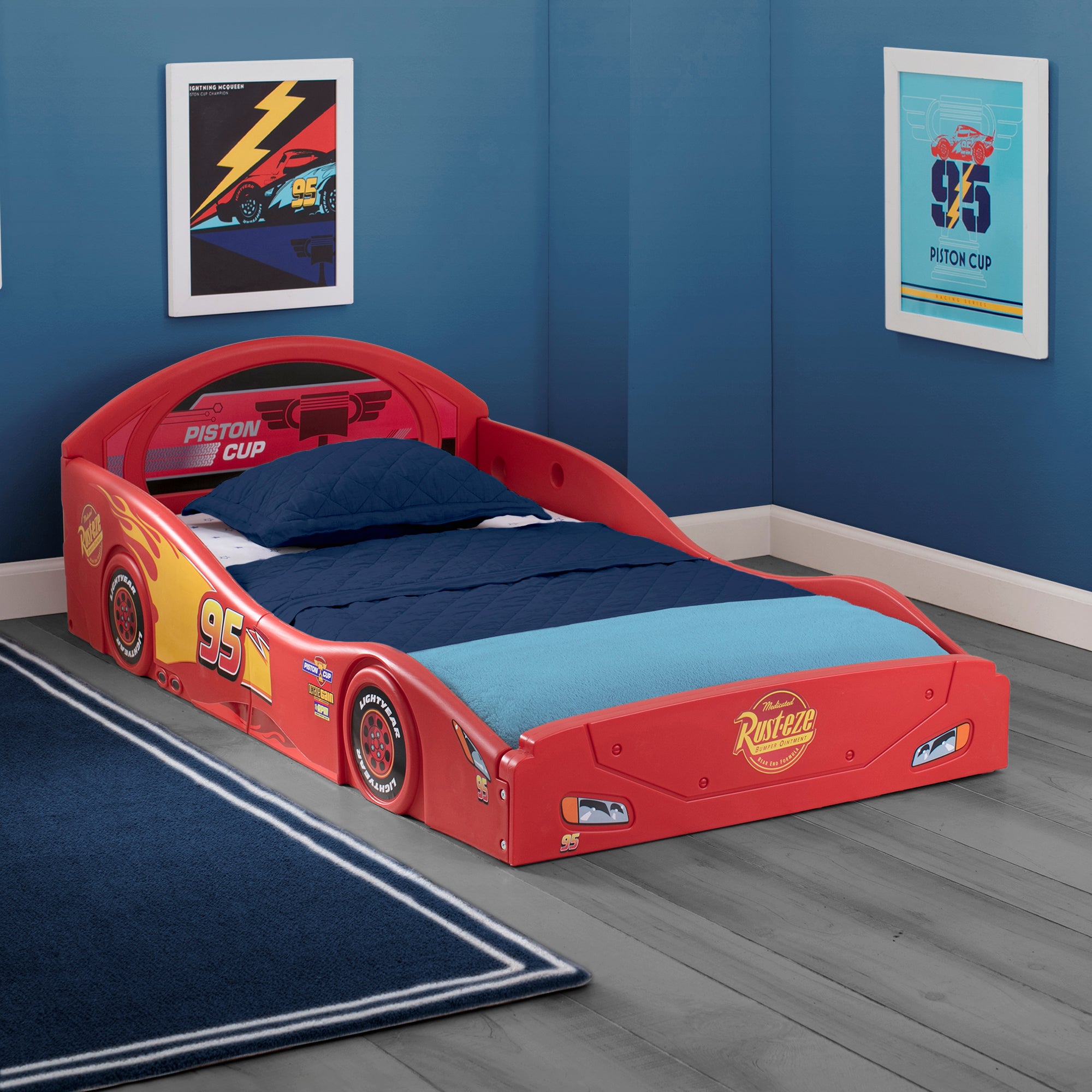 Disney Pixar Cars Lightning McQueen Toddler Bed - Soft Plastic Sleep & Play Bed for Kids - Perfect for Bedrooms, Playrooms & Themed Kids' Rooms