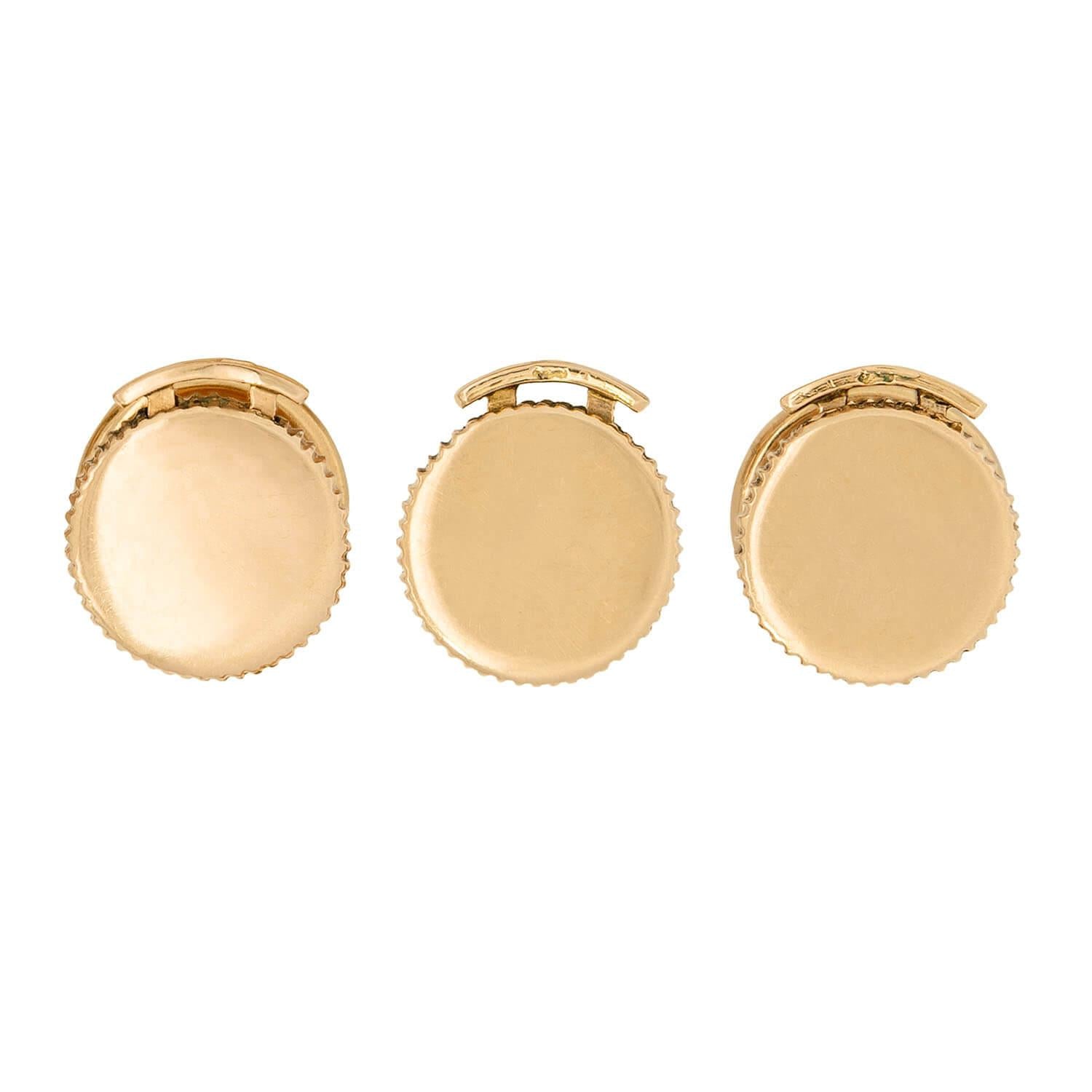 VAN CLEEF & ARPELS Vintage 18k Gold Ruby Cufflinks & Buttons Set - Luxury Men's Jewelry for Weddings, Business & Formal Events