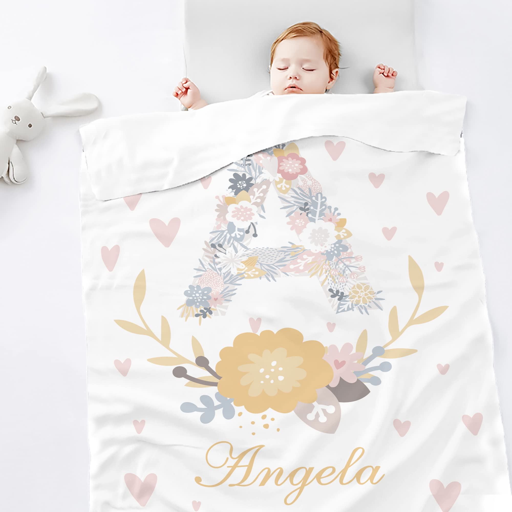 Personalized Baby Blankets for Girls & Boys - Custom Name Blanket for Newborns - Ultra Soft Baby Blanket - Kids Throw Blanket - Perfect Newborn Gift for Baby Showers, Christenings & Nursery Decor