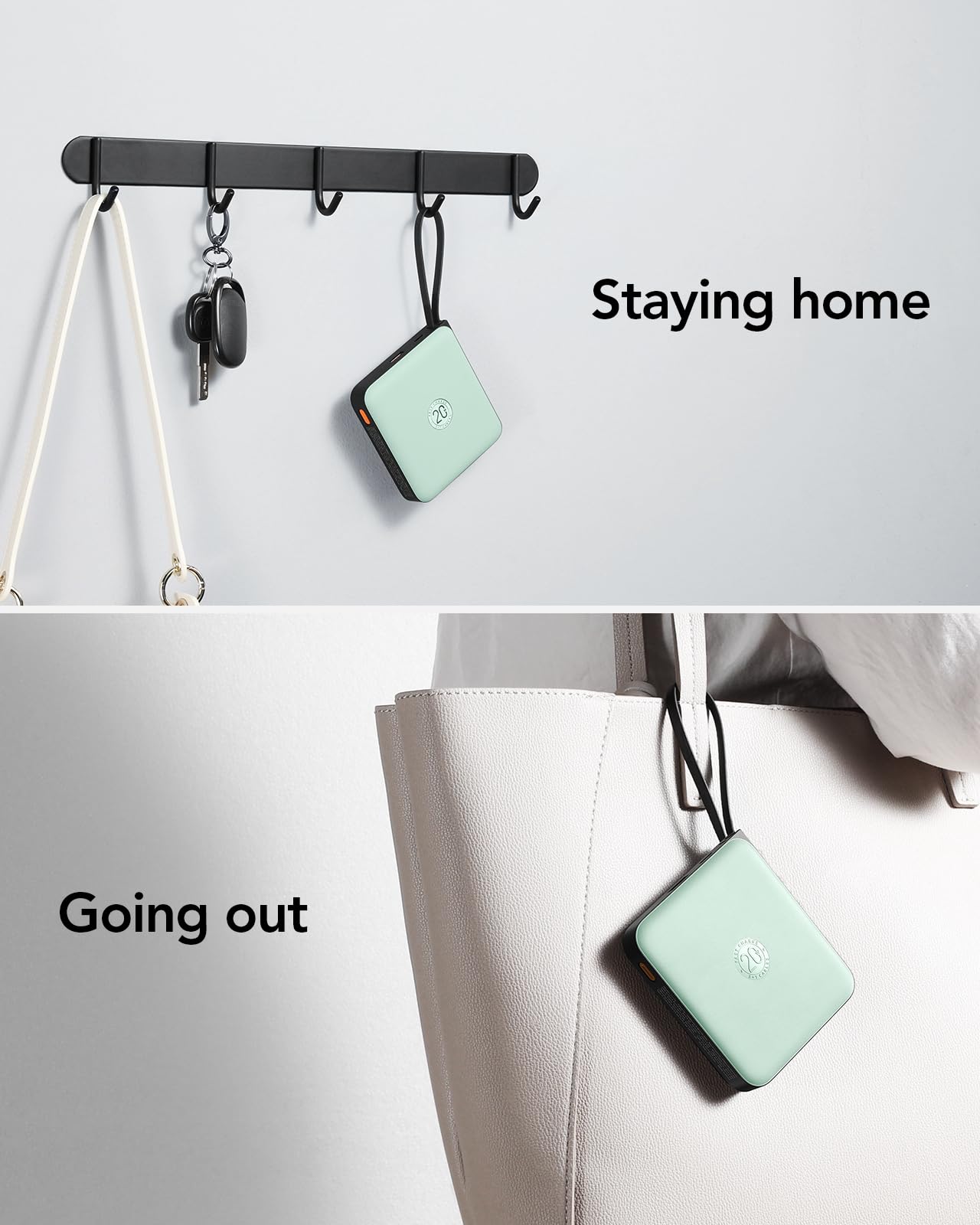 22.5W Fast Charging Portable Charger with Built-in USB C Cable - 10000mAh Mini Power Bank with LED Display for iPhone 16/15/14 Series & Tablets (Green) | Perfect for Travel, Camping & Emergency Charging