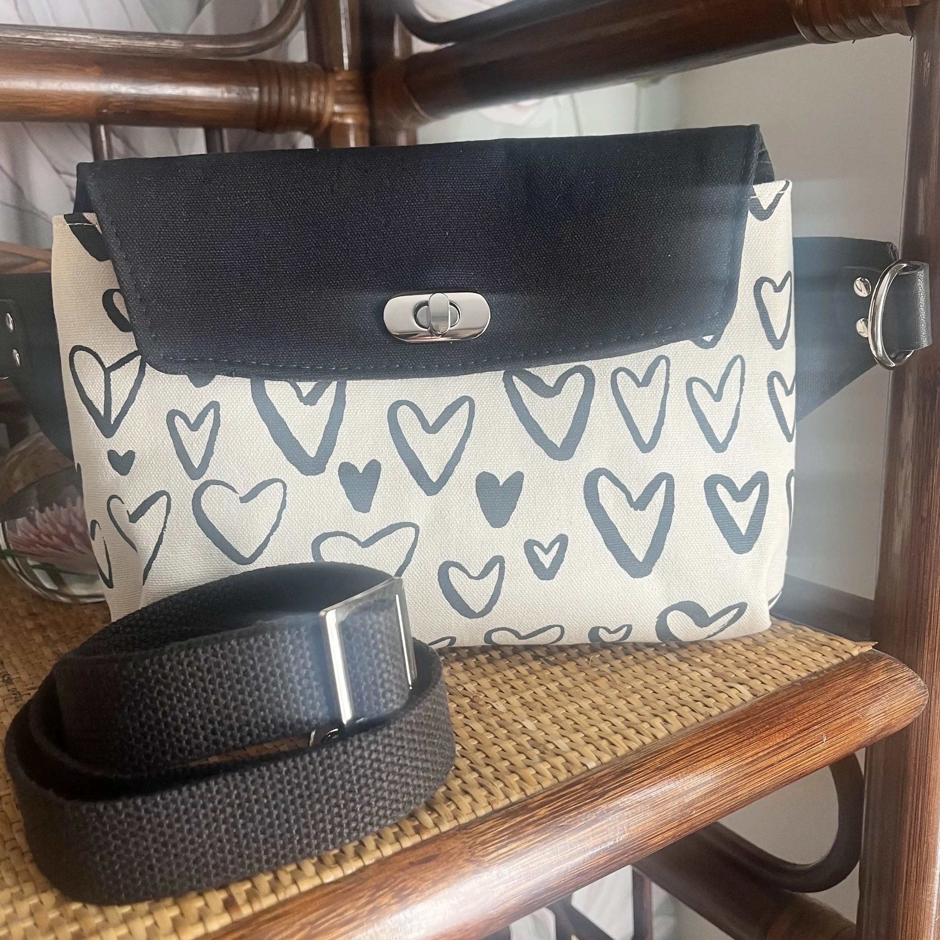 Haralson Belt Bag with Heart Design & Nickel Hardware - Stylish Waist Pack for Women, Perfect for Travel, Running, and Everyday Use
