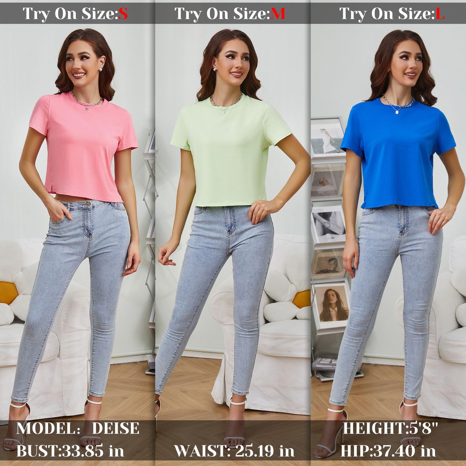 Women's Cotton Loose Fit Casual Crewneck T-Shirt - Basic Short Sleeve Crop Top for Workout, Gym, Yoga & Everyday Wear