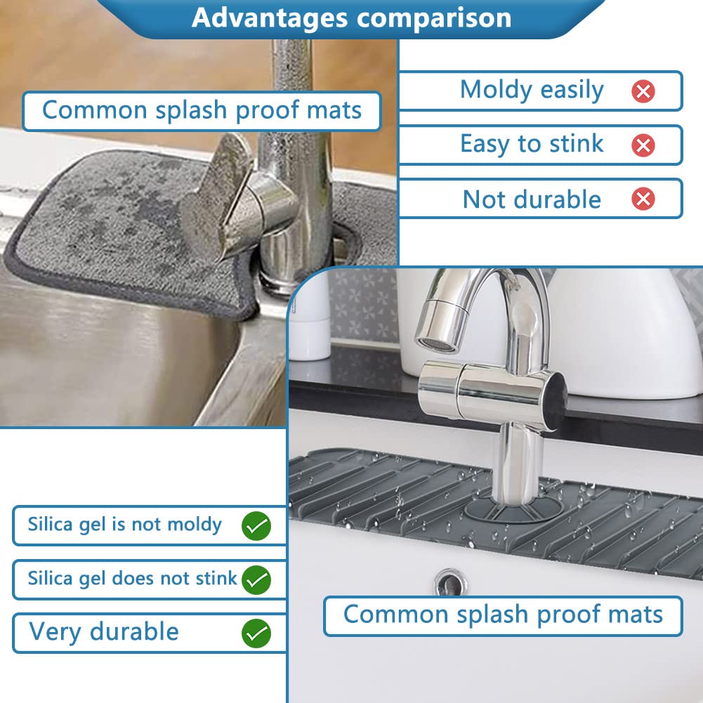 **Non-Slip Silicone Faucet Mat - Splash Guard & Drip Catcher for Kitchen & Bathroom Sinks | Waterproof Sink Protector Mat for Countertops | Perfect for Preventing Water Spills & Keeping Surfaces Dry**