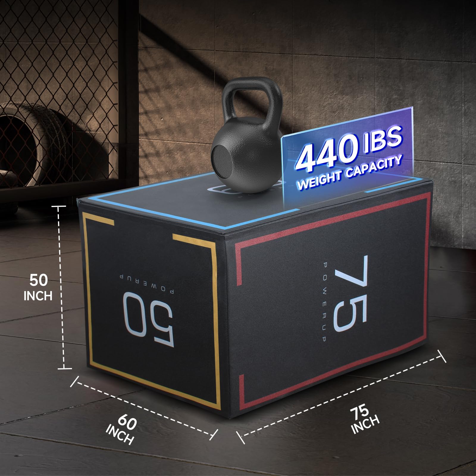 3 in 1 20''x24''x30'' Dense Foam Plyometric Jump Box - Stable Plyo Box for CrossFit, Home Gym & Fitness Training | Non-Slip Box Jump Cube with 440lb Weight Capacity | Perfect for HIIT, Cardio & Strength Workouts