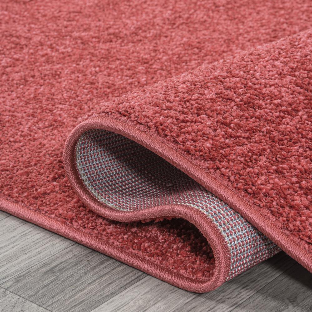 Soft Haze Solid Low Pile Area Rug - Red Modern Carpet for Living Room, Bedroom & Home Decor