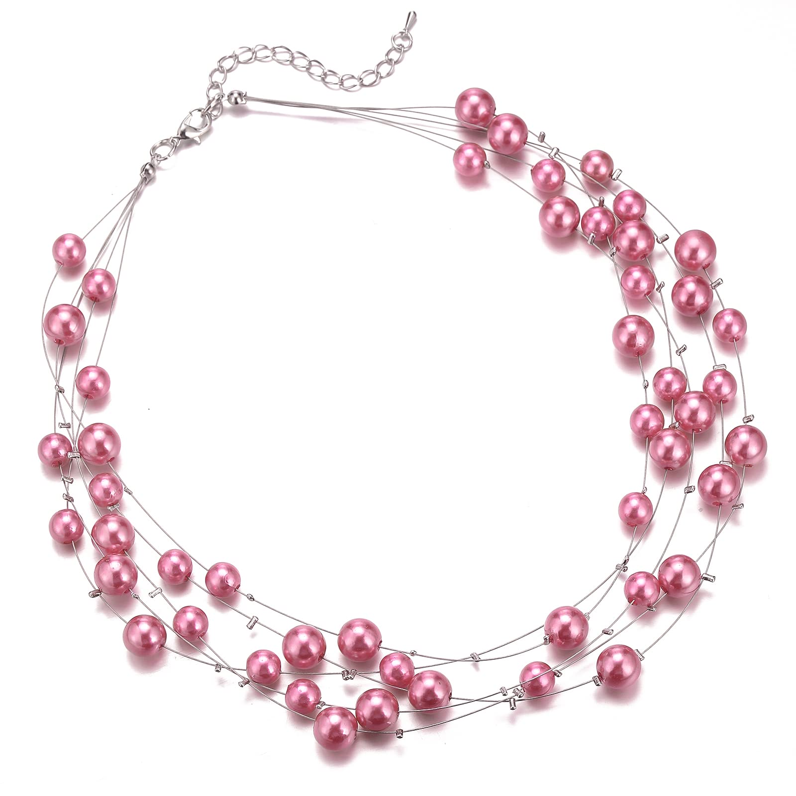 FULU AUTUMN Women's Layered Pearl Necklace - Multi-Strand Beaded Choker for Wedding, Party & Formal Events | Elegant Pearl Jewelry for Brides, Prom & Special Occasions
