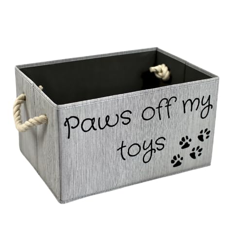 Durable Dog Toy Storage Bin - Medium Size Pet Toy Organizer for Chew Toys, Balls & Accessories | Waterproof & Chew-Resistant | Perfect for Living Room, Bedroom or Dog Play Area
