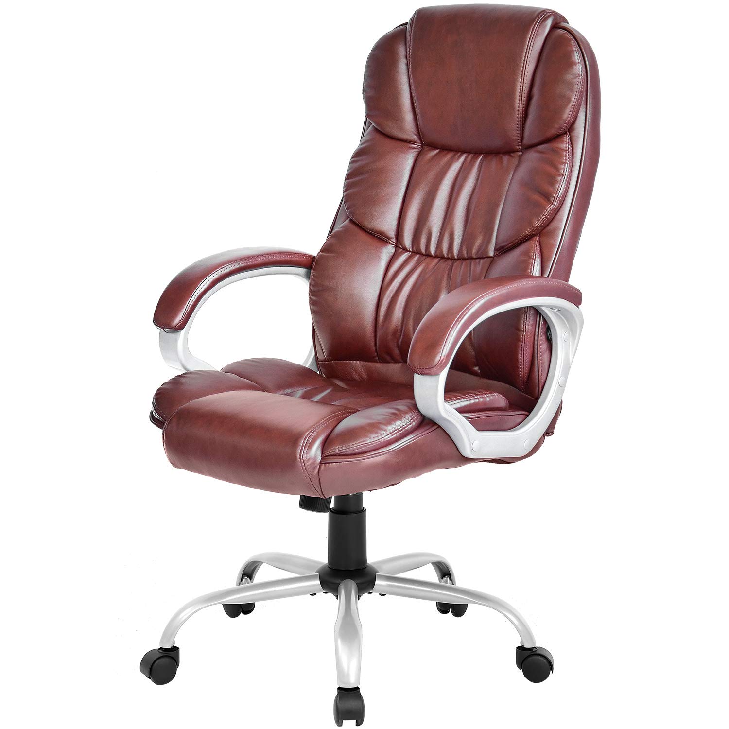 Ergonomic High Back Office Chair - Adjustable Executive Desk Chair with PU Leather, Lumbar Support & Armrests - Perfect for Home Office, Gaming & Workspaces (Brown)
