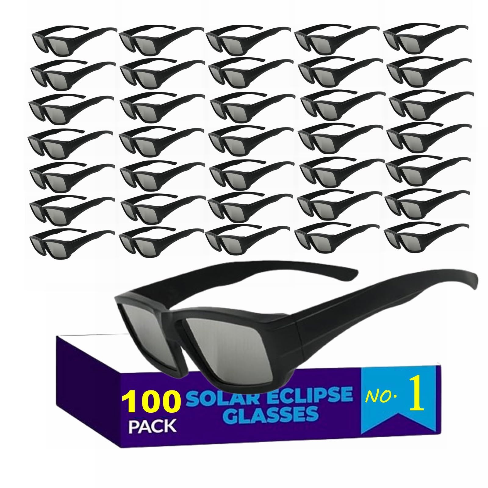 100 Pack ISO 12312-2 & CE Certified Solar Eclipse Glasses - Safe for Direct Sun Viewing - Perfect for 2024 Solar Eclipse Events, Astronomy Enthusiasts, and Outdoor Science Activities