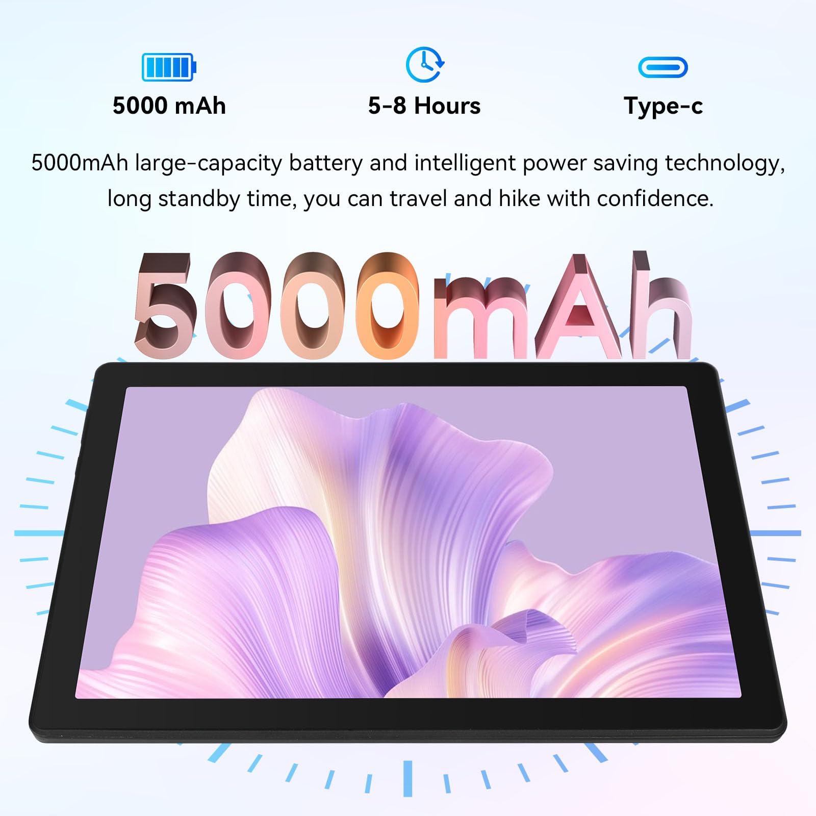 HiGrace 10 inch Android 14 Tablet with Octa Core Processor, 10GB RAM 128GB Storage (Expandable to 1TB), HD IPS Display, Wi-Fi 6, Dual Camera & 5000mAh Battery - Gray - Perfect for Work, Study, Entertainment & Travel