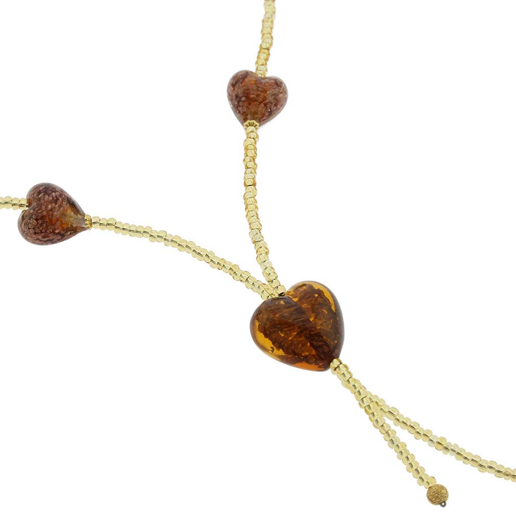 Venetian Murano Glass Heart Pendant Necklace - Sparkling Topaz & Gold Plated Jewelry for Women | Perfect Gift for Valentine's Day, Anniversary & Special Occasions