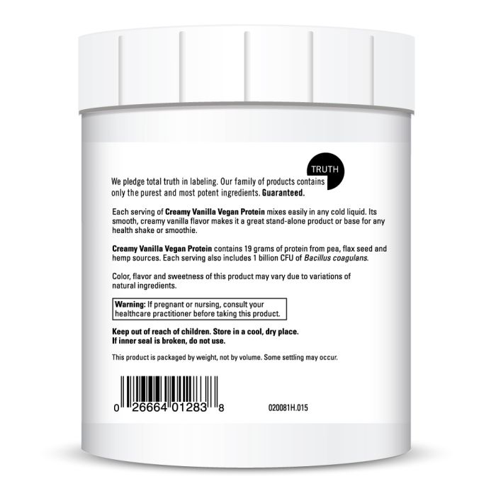 Davinci Labs Vegan Protein Powder - Creamy Vanilla Flavor, 15oz & 30oz Options | Plant-Based Protein Supplement for Smoothies, Baking & Post-Workout Recovery