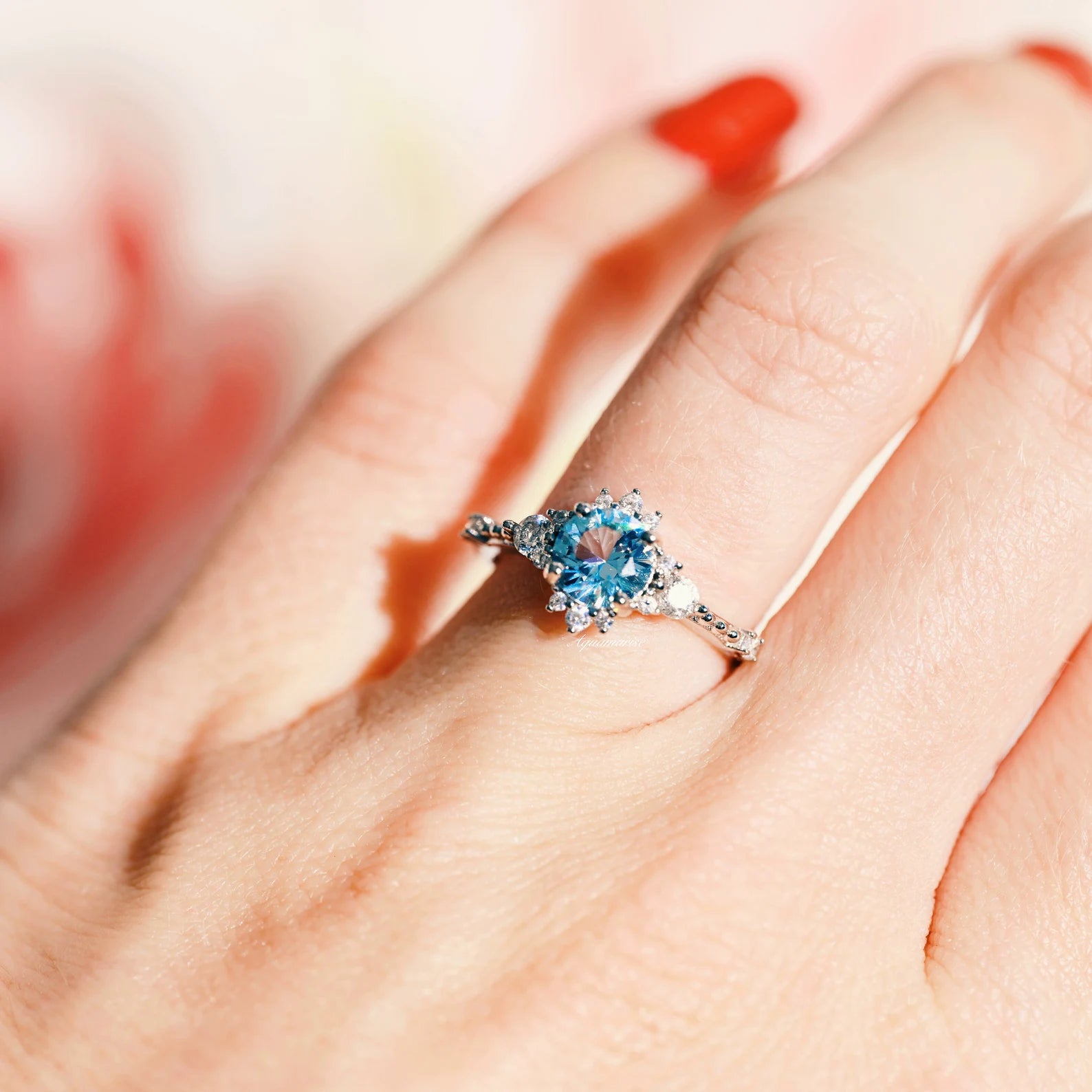 Vintage Natural Aquamarine Ring for Women - Sterling Silver 925 Jewelry - Perfect for Engagement, Wedding & Everyday Wear
