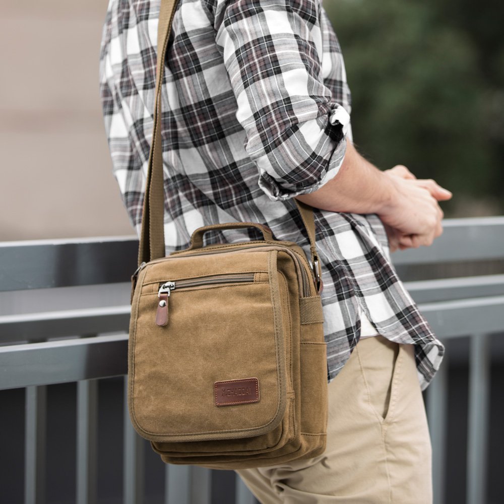 XINCADA Men's Messenger Bag - Durable Canvas Shoulder Bag for Work, Business & Travel - Stylish Crossbody Purse for Daily Commute & Office Use