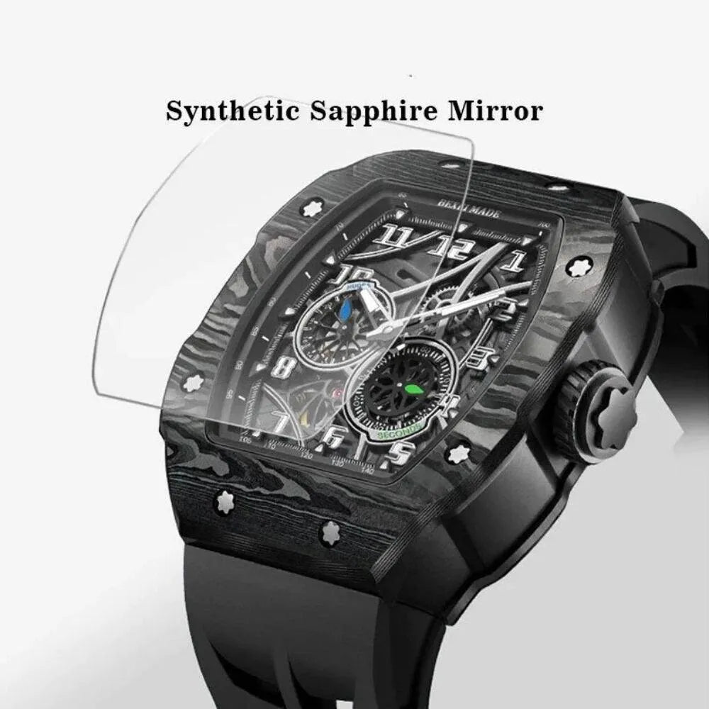 BEXEI 9088 Men's Automatic Watch - Carbon Fiber Case, Miyota 82S7 Movement, Sapphire Crystal, 50M Waterproof, Sporty Wind Design for Outdoor & Business Wear