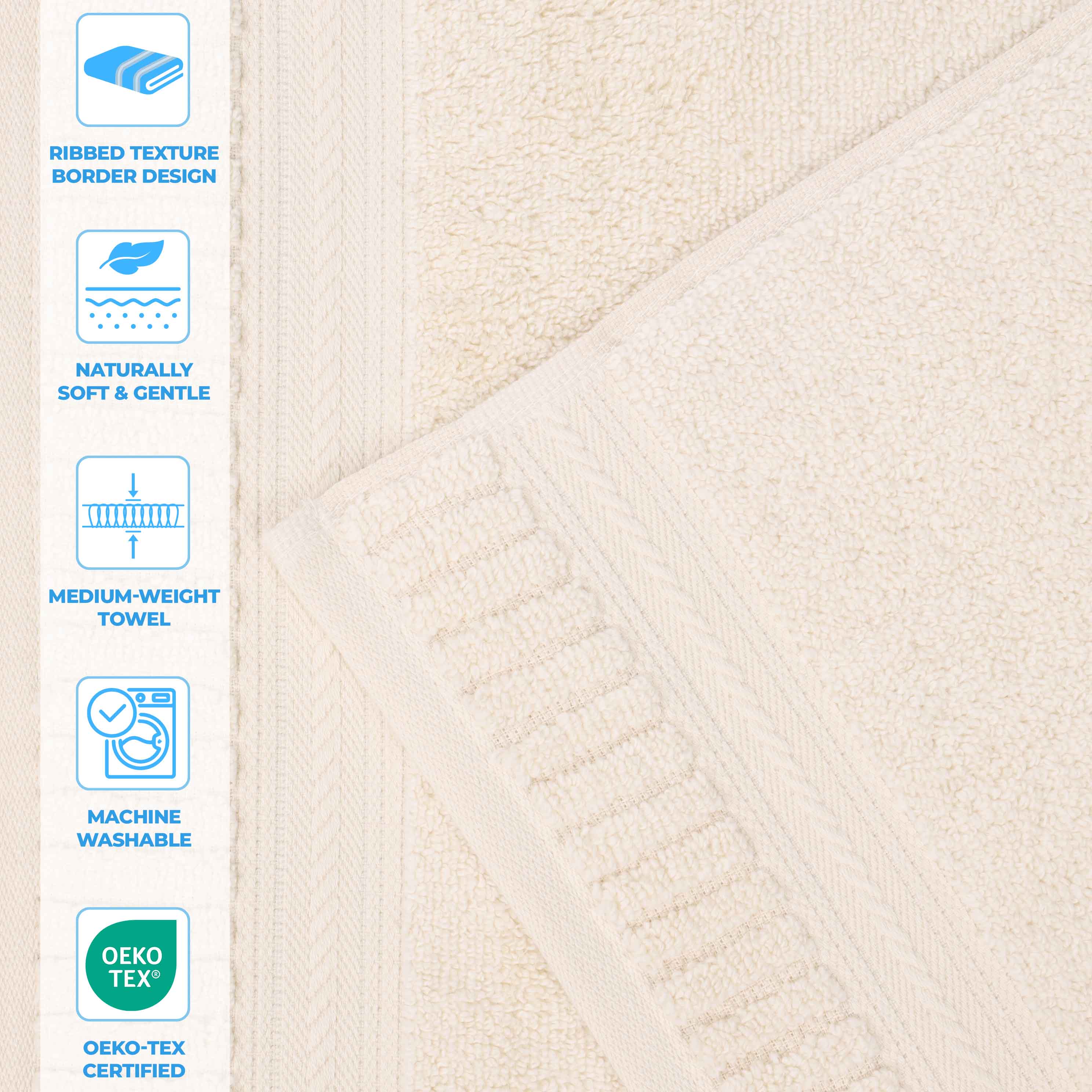 Venice Zero Twist Cotton Medium Weight Absorbent 3-Piece Bath Towel Set - Soft & Quick-Drying for Spa, Gym, and Beach Use