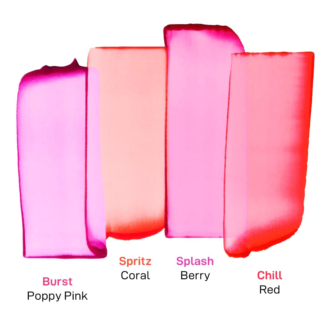 Multibrite Stain Lip Burst Poppy Pink Lip Gloss - Long Lasting Hydrating Lipstick with High Shine Finish - Perfect for Everyday Wear, Date Night & Special Occasions