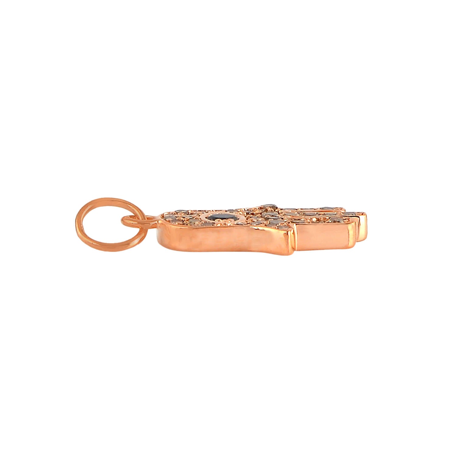 18K Rose Gold Prong Set Diamond Hamsa Hand Charm Pendant Necklace - Spiritual Protection Jewelry Gift for Women, Men, Teens - Perfect for Everyday Wear, Meditation & Blessing