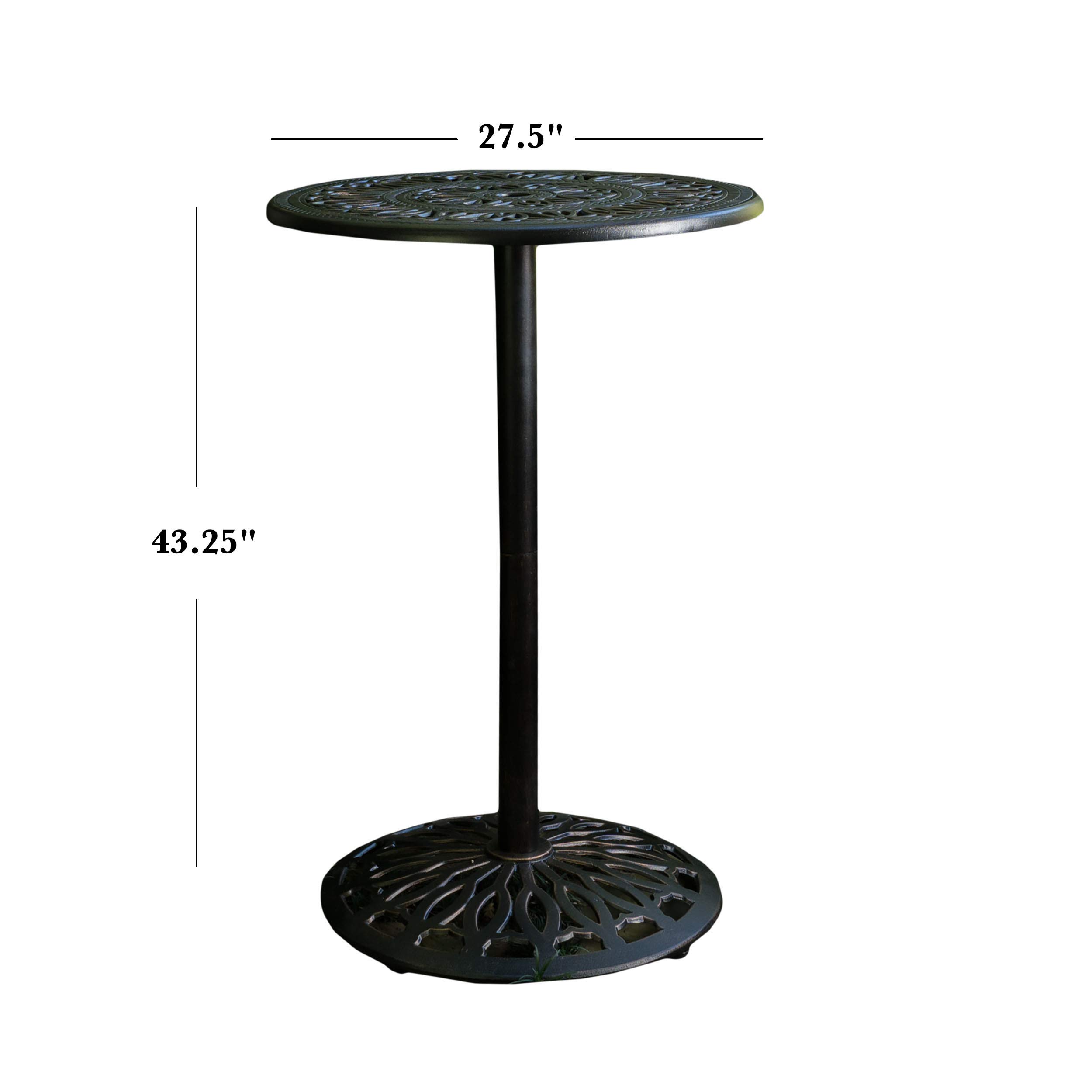 Christopher Knight Home Edmonson Outdoor Cast Iron Bar Table - Shiny Copper Finish - Perfect for Patio, Garden, Poolside & Backyard Entertaining