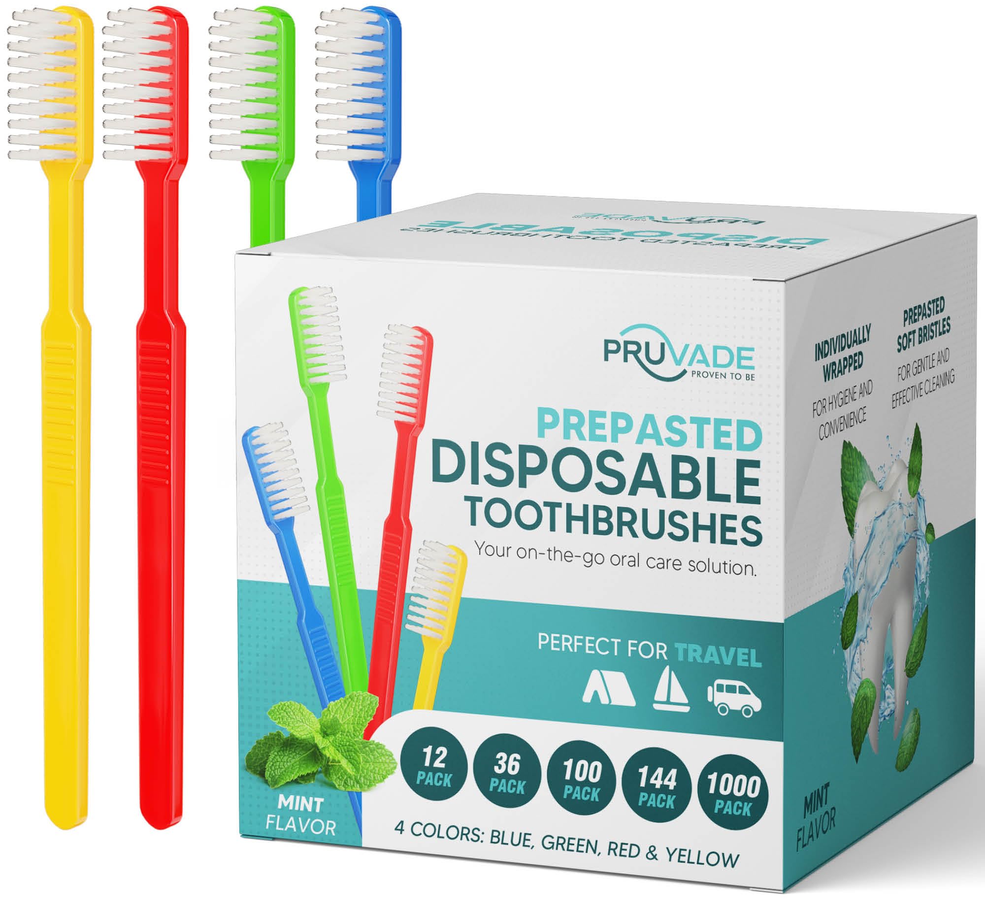 100 Pack Disposable Toothbrushes with Built-in Toothpaste - Individually Wrapped Prepasted Toothbrushes for Travel, Camping, Hotels & Airbnb - Soft Bristles Waterless Toothbrush for On-the-Go Oral Care, Emergency Kits & Hygiene Essentials