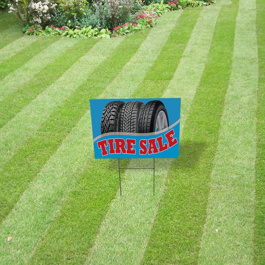 24x18 Inch Weatherproof Plastic Yard Sign - 2-Sided Tire Sale & Auto Parts Advertising (Set of 5) | Durable Outdoor Business Promotion for Car Dealerships, Auto Shops & Retail Stores