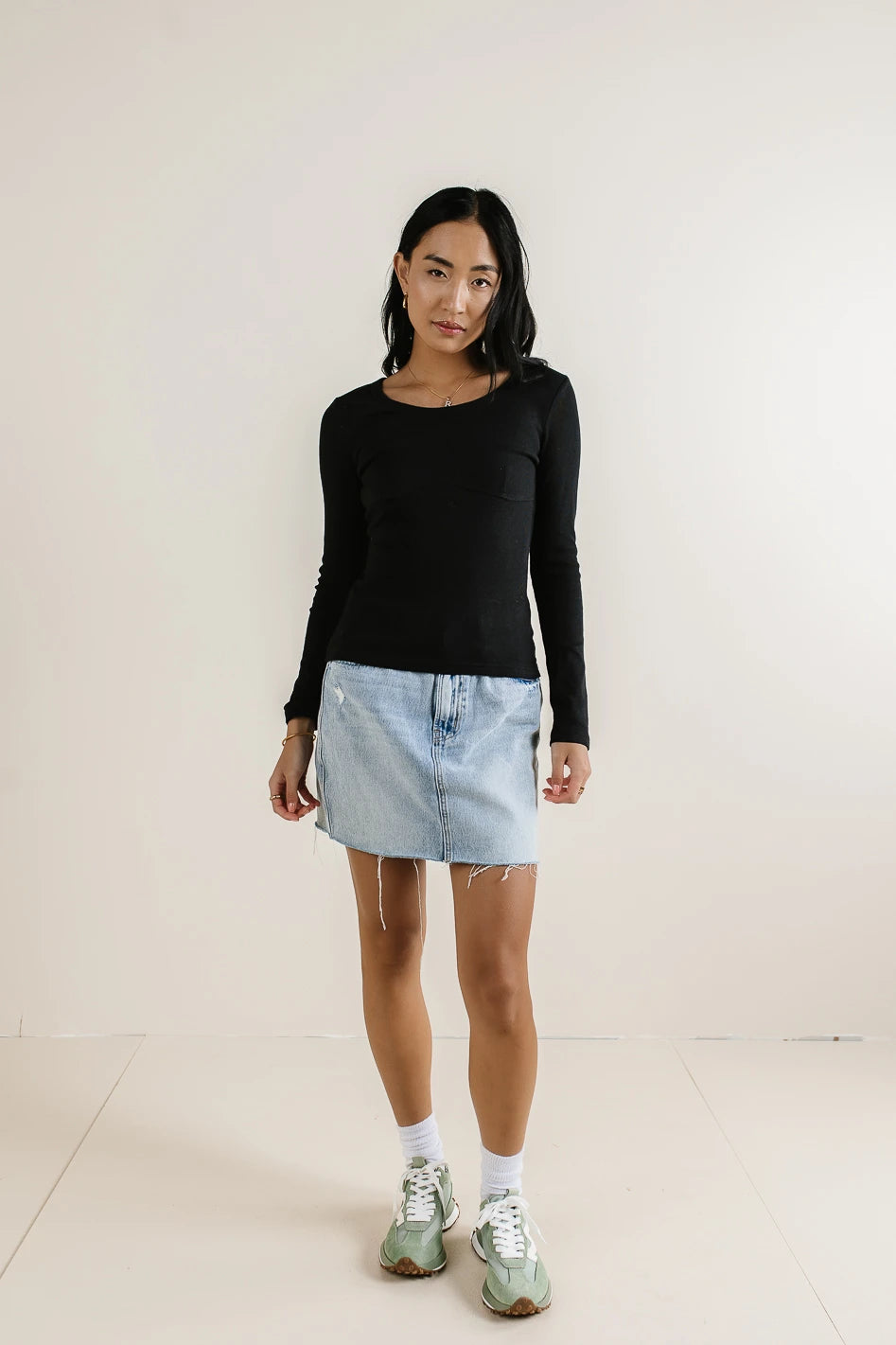 Jayla Knit Top for Women - Soft Stretch Black T-Shirt | Casual & Layering Essential | Perfect for Work, Weekend & Travel Outfits