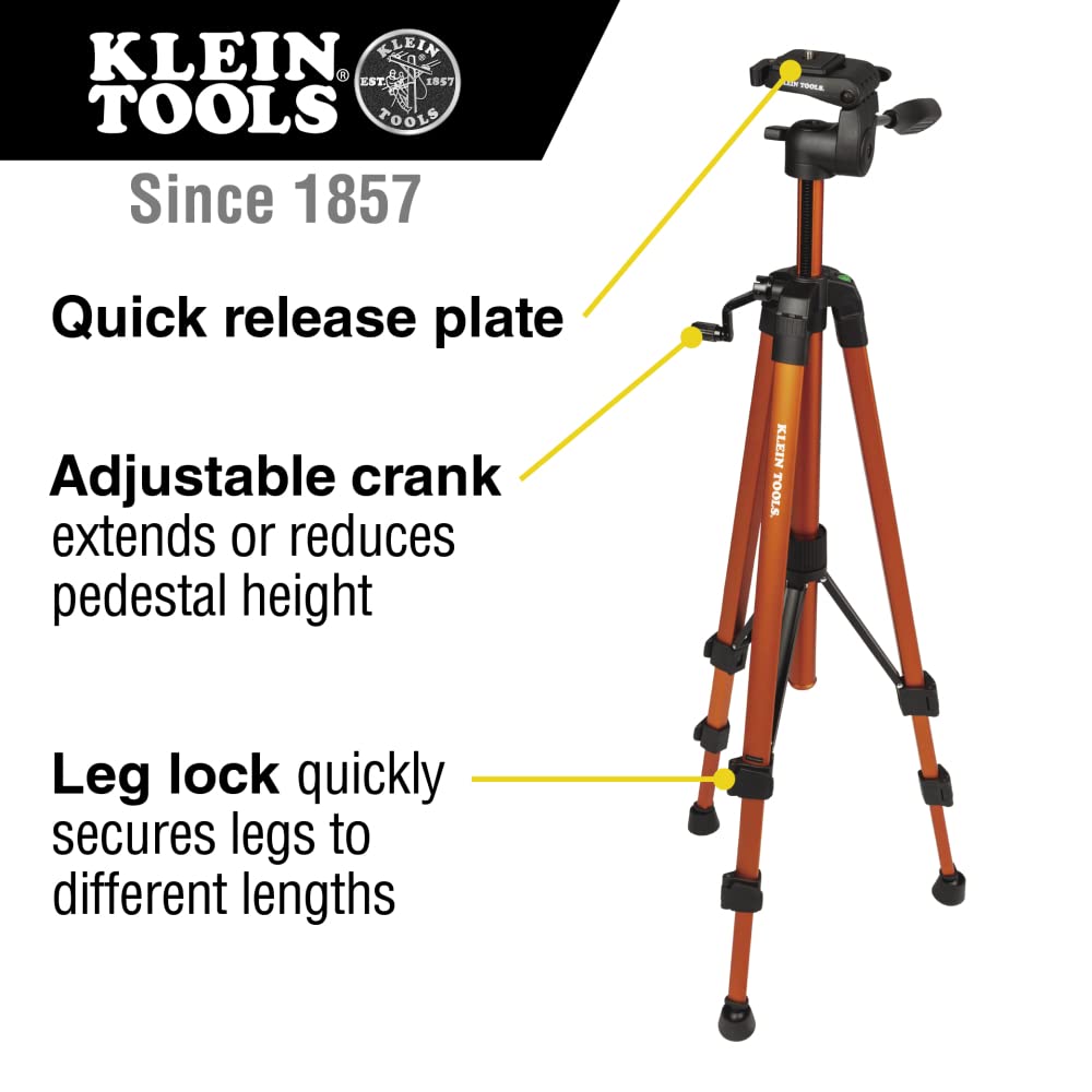 Klein Tools 69345 Flexible Aluminum Tripod with Mount - Lightweight & Adjustable for Laser Levels - Perfect for Construction, Surveying & DIY Projects