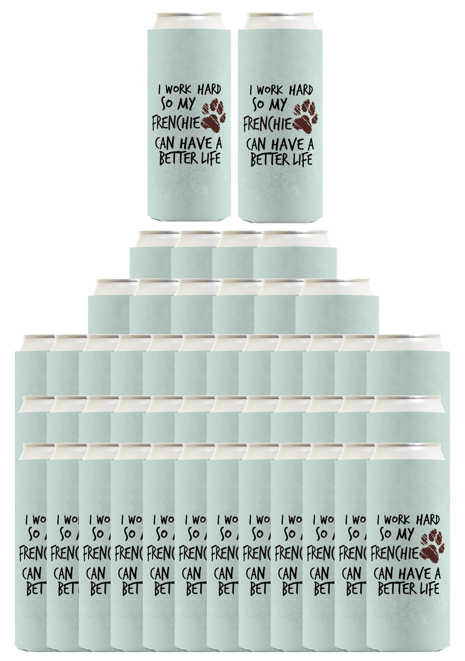 96-Pack Ultra Slim Can Coolers with Paw Print Design - Perfect Gift for Dog Lovers & Men - Keep Drinks Cold for Work, Parties, BBQs & Outdoor Activities