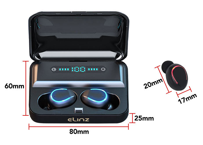 Elinz TWS Bluetooth 5.0 Wireless Earbuds with Noise Cancellation, Hi-Fi Stereo Sound, 30H Playtime - Compatible with iPhone, Android, iOS - Perfect for Gym, Running, Travel & Work Calls