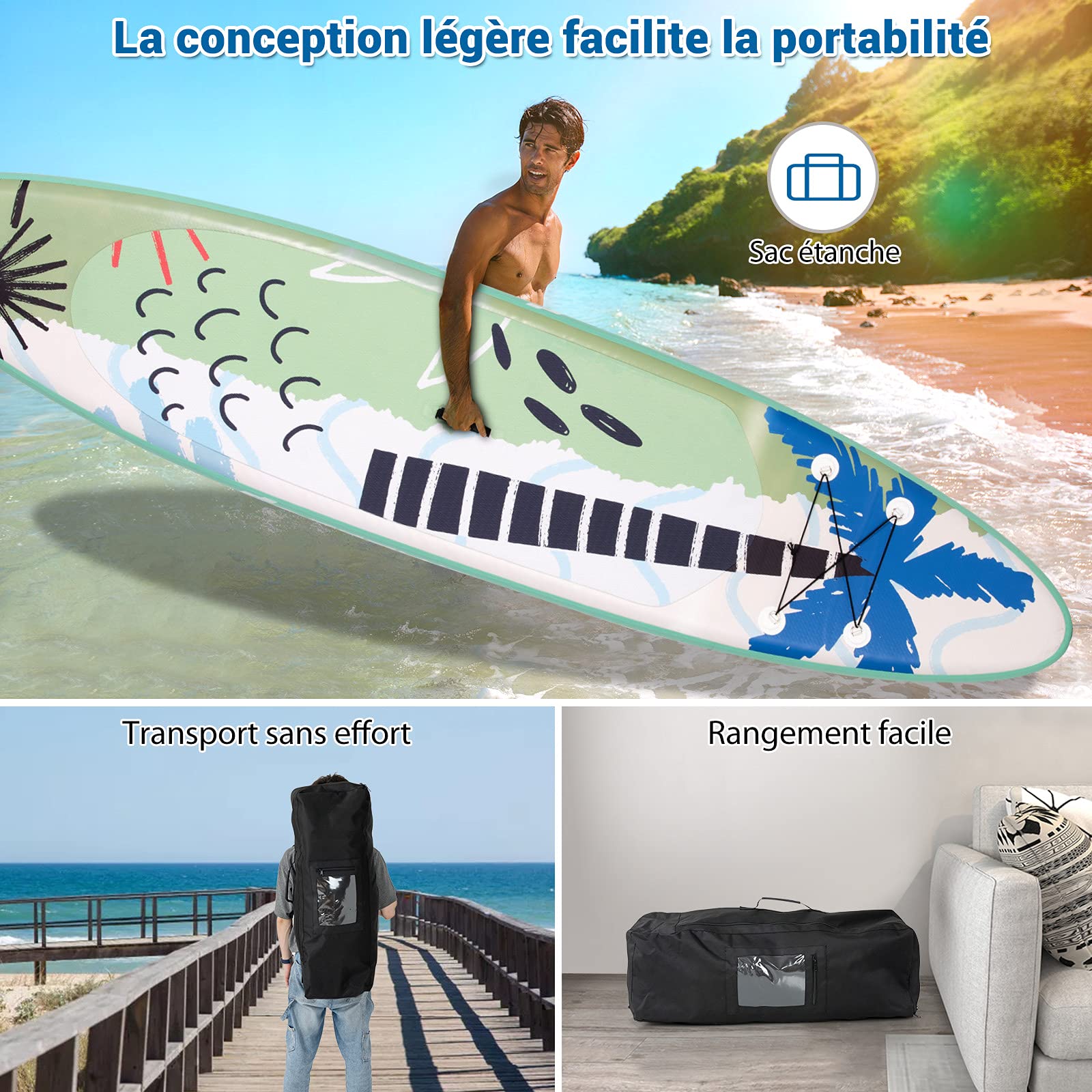 **COSTWAY Inflatable Stand Up Paddle Board with Full Accessories & Carry Bag | Non-Slip Deck for Paddling, Surfing, Fishing, Water Yoga | 297cm to 335cm Length Options | Perfect for Lakes, Rivers & Ocean Adventures**