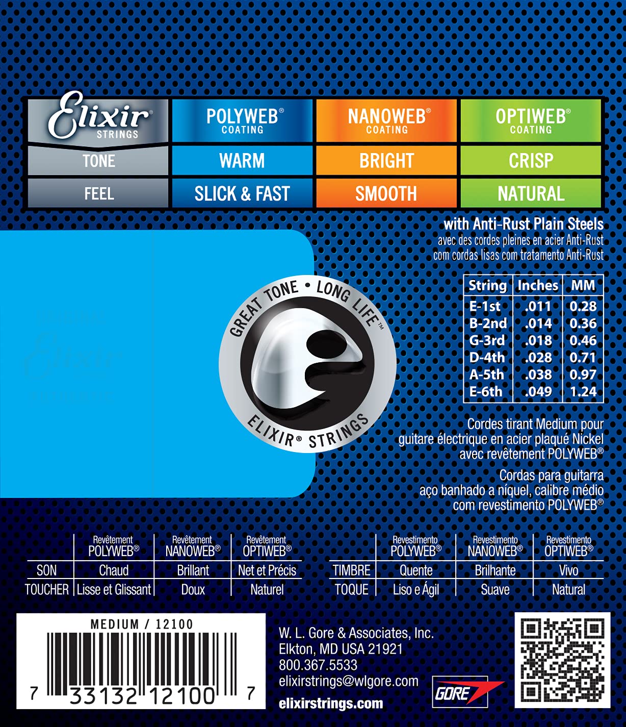 Elixir Electric Guitar Strings - Nickel Plated Steel with POLYWEB Coating | Long-Lasting Warm Tone & Comfortable Feel | 6-String Set (11-49 Medium Gauge) | Perfect for Rock, Blues & Studio Recording