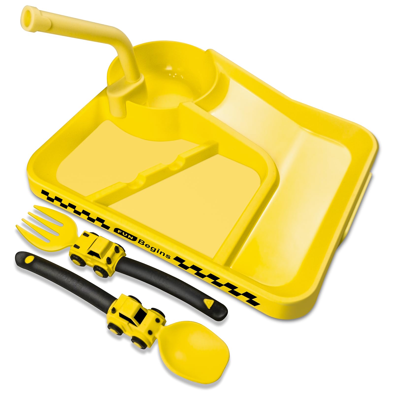**Toddler Feeding Set with Removable Straw - BPA-Free Baby Plates & Utensils for Kids - Easter & Birthday Gifts - Stocking Stuffers - Yellow (Perfect for Home, Daycare & Travel Use)**