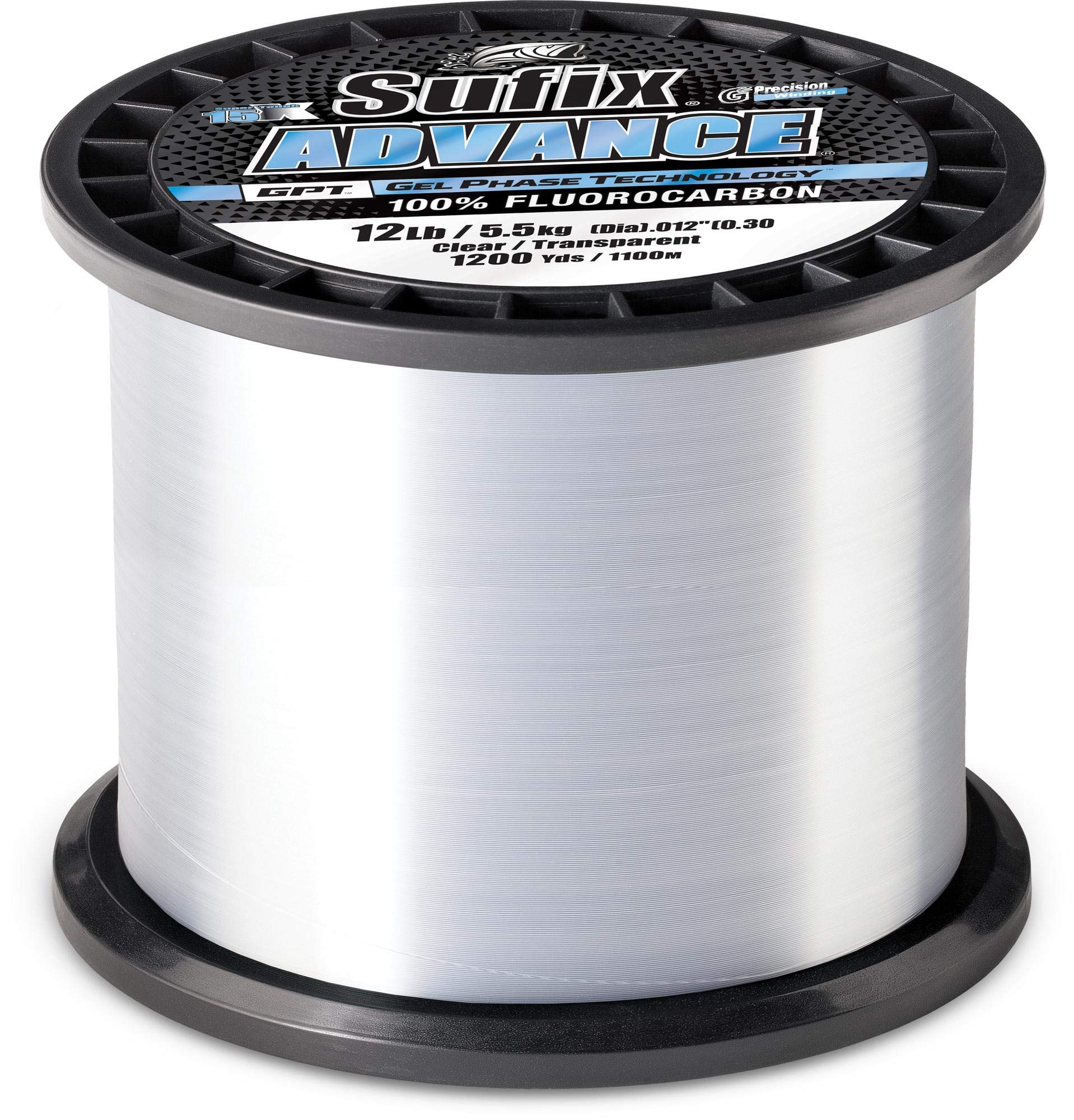Sufix Advance Fluorocarbon Fishing Line - 1200 Yards Bulk Spool for Freshwater & Saltwater Angling | High-Visibility Low-Stretch Leader Line for Bass, Trout, and Walleye Fishing | Perfect for Casting, Trolling, and Ice Fishing Scenarios