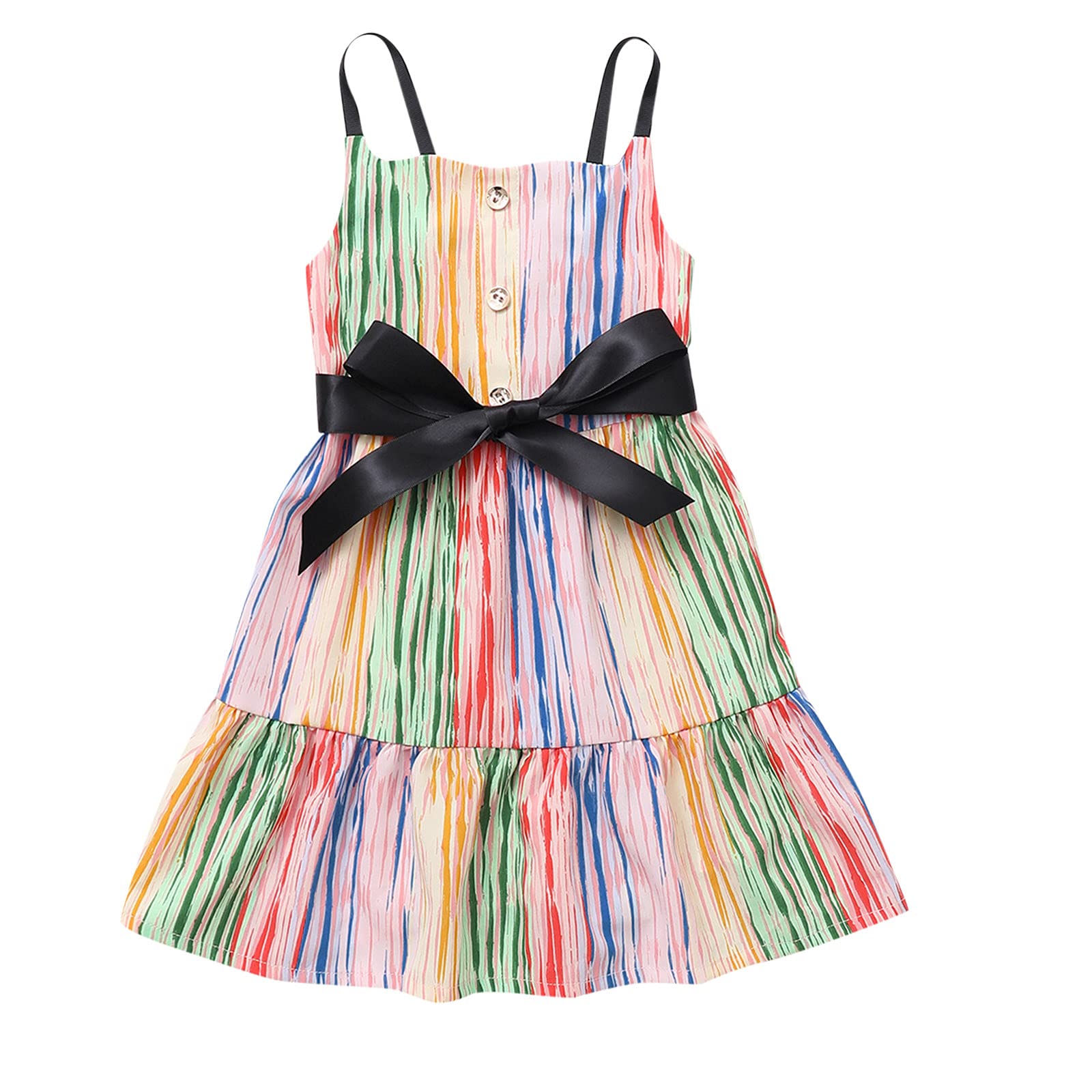 Rainbow Bowknot Slip Dress for Toddler Girls - Princess Beach Dress & Skirt Set for Baby & Kids - Perfect for Summer, Beach, Party & Special Occasions