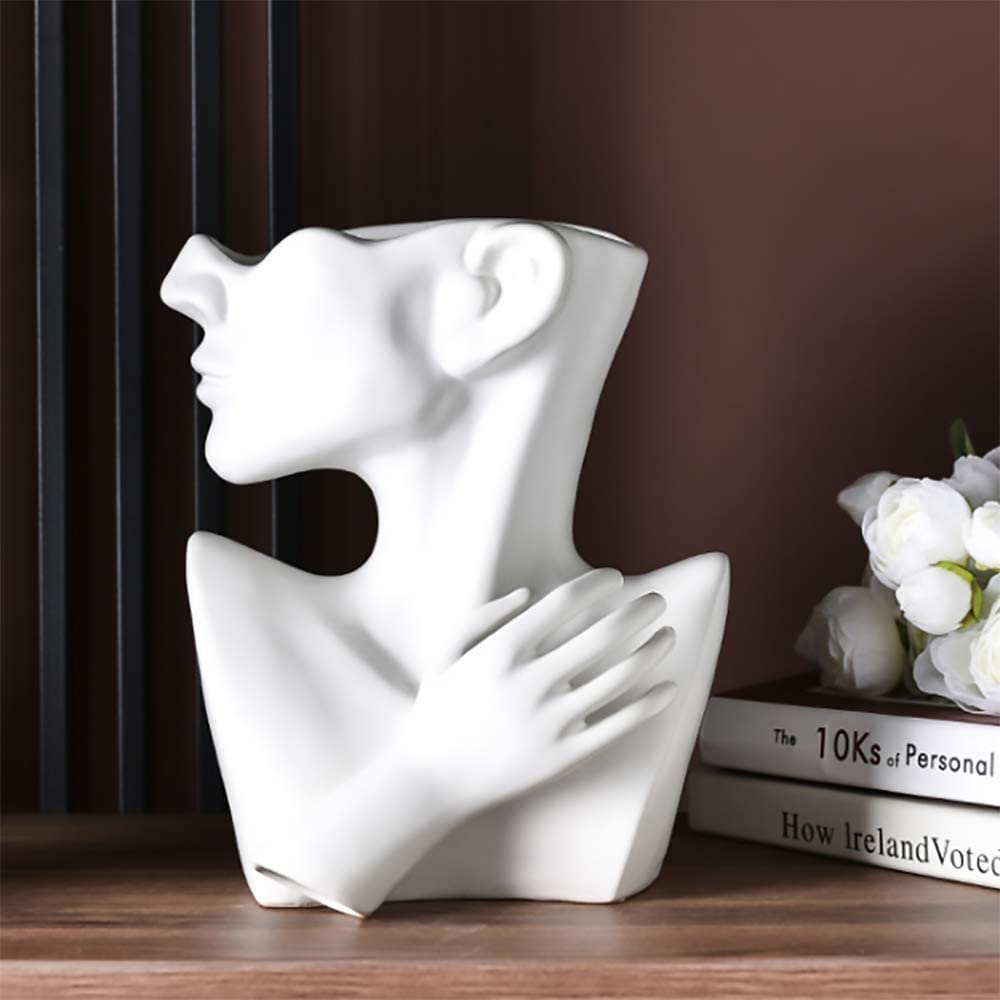 Mrdsre Indoor Succulent Planter - Personalized Human Face Ceramic Flower Pot for Plants, Unique Potted Head Vase & Face Planter - Home & Office Decor Artwork Gift for Plant Lovers (Perfect for Desk Decor, Wedding Favors & Housewarming Gifts)