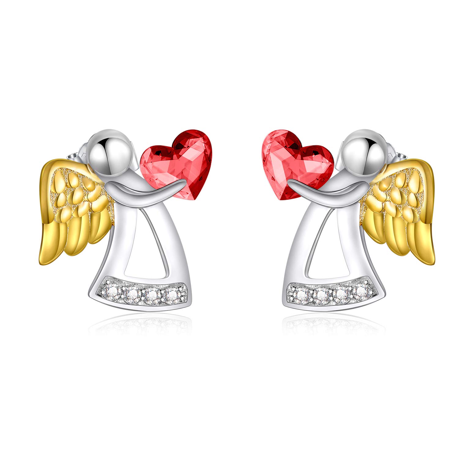 AOBOCO Sterling Silver Guardian Angel Stud Earrings for Women - Hypoallergenic 925 Silver Jewelry, Birthday Gift for Her, Christmas Present, Anniversary Keepsake - Perfect for Everyday Wear, Special Occasions & Gift Giving