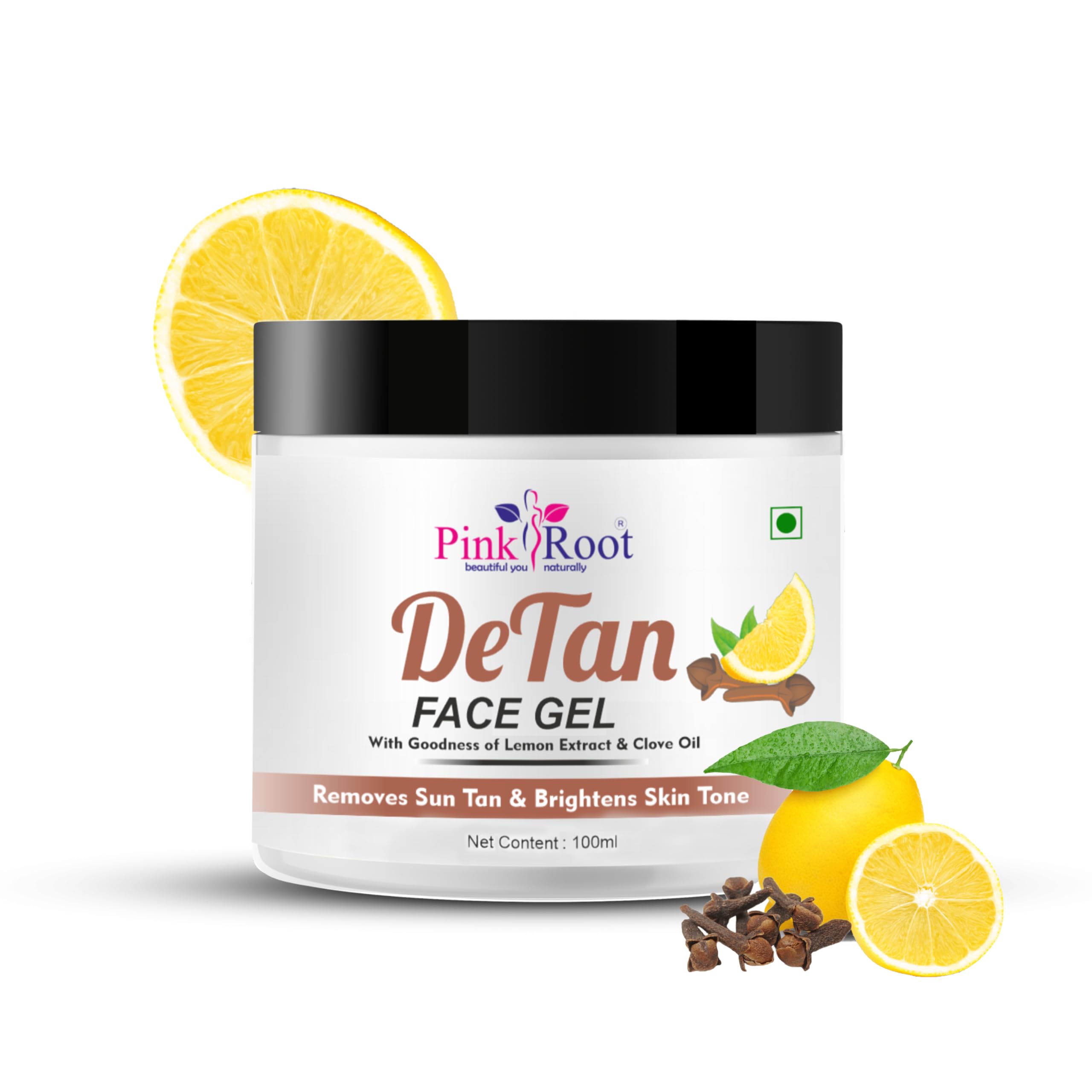 Pink Root Detan Face Gel 100ml - Skin Brightening & Whitening Treatment for Tan Removal, Depigmentation, Oil Control & Acne Care | Perfect for Daily Skincare Routine & Sun-Damaged Skin Recovery